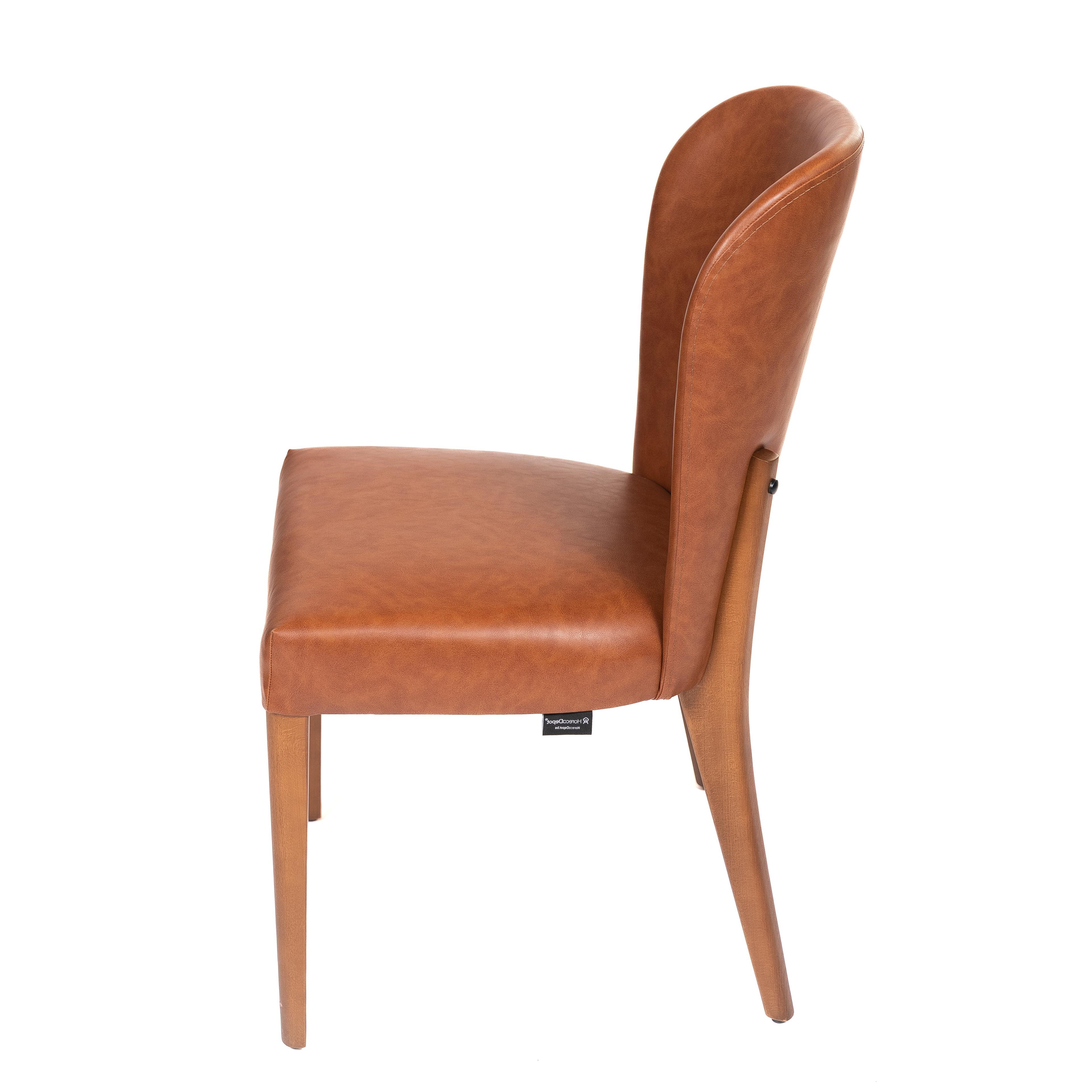 ALBERTO | Dining Chair – Cognac PU Leather – Wooden Legs – For Home and Hospitality