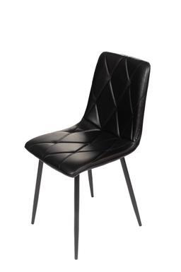 ROMA | Dining chair black PU leather with diamond stitching – black metal legs – suitable for home and horeca