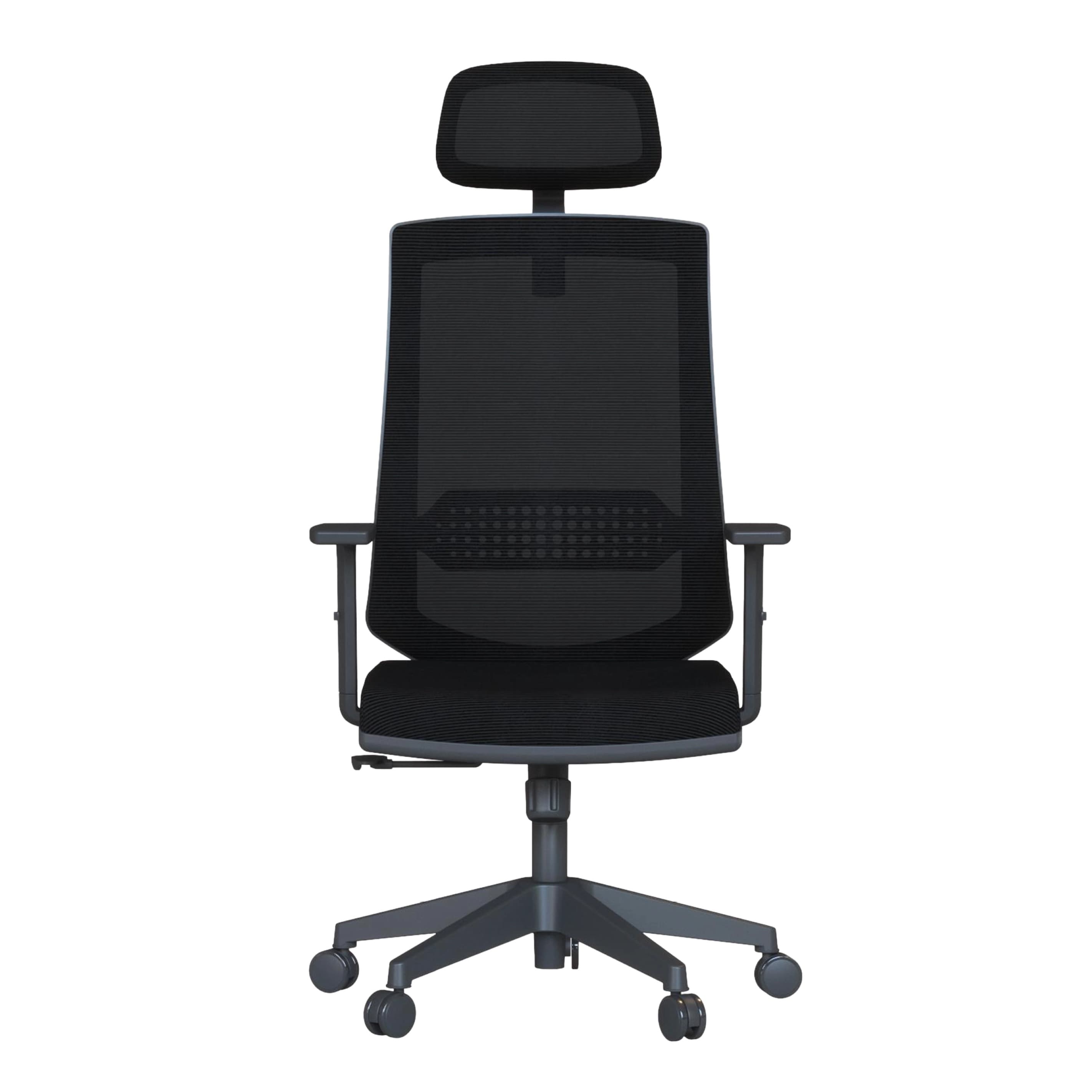 Ergonomic office chair with fixed armrests and breathable mesh back – ideal for long working hours