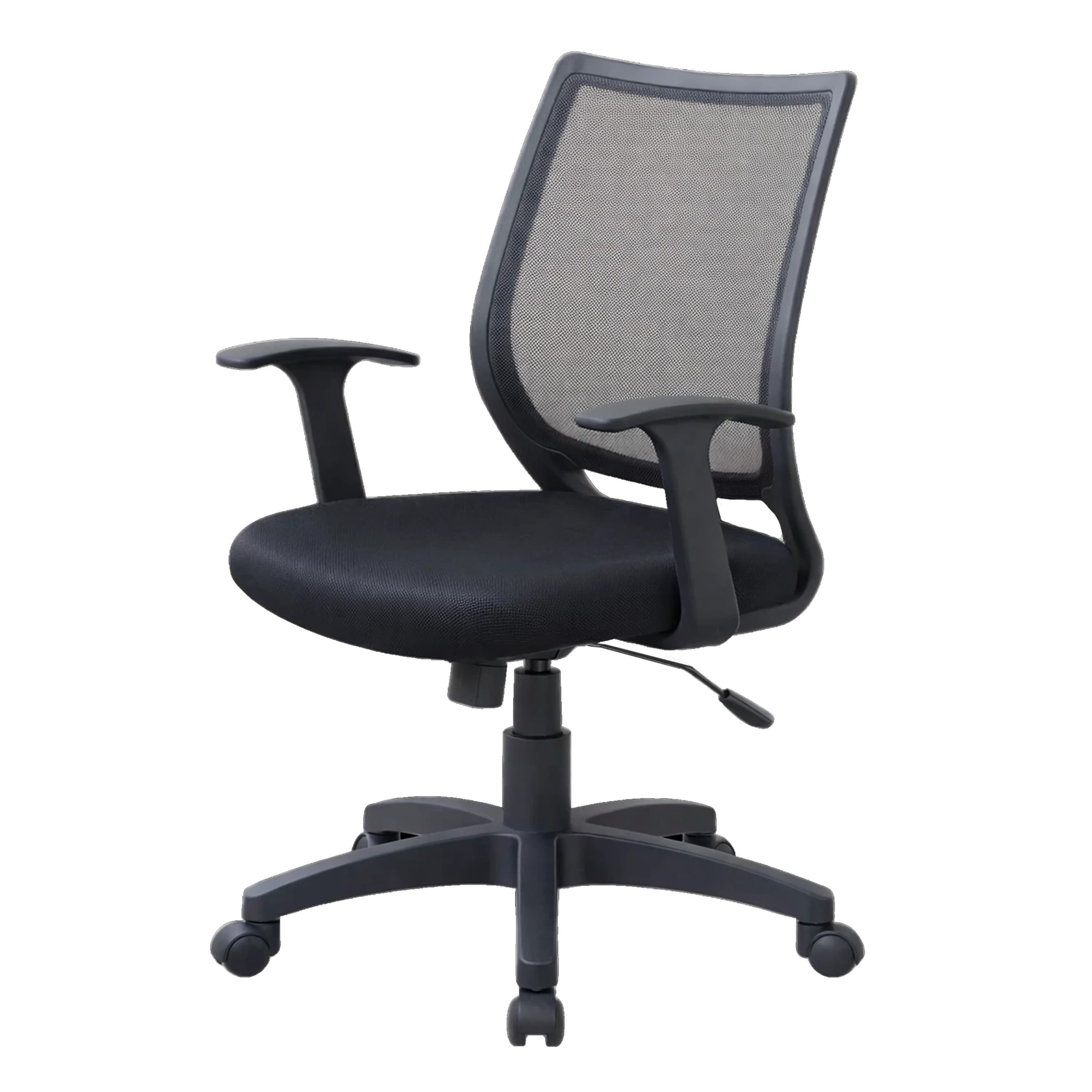 Ergonomic office chair with fixed armrests, breathable mesh back and padded seat – ideal for long working hours