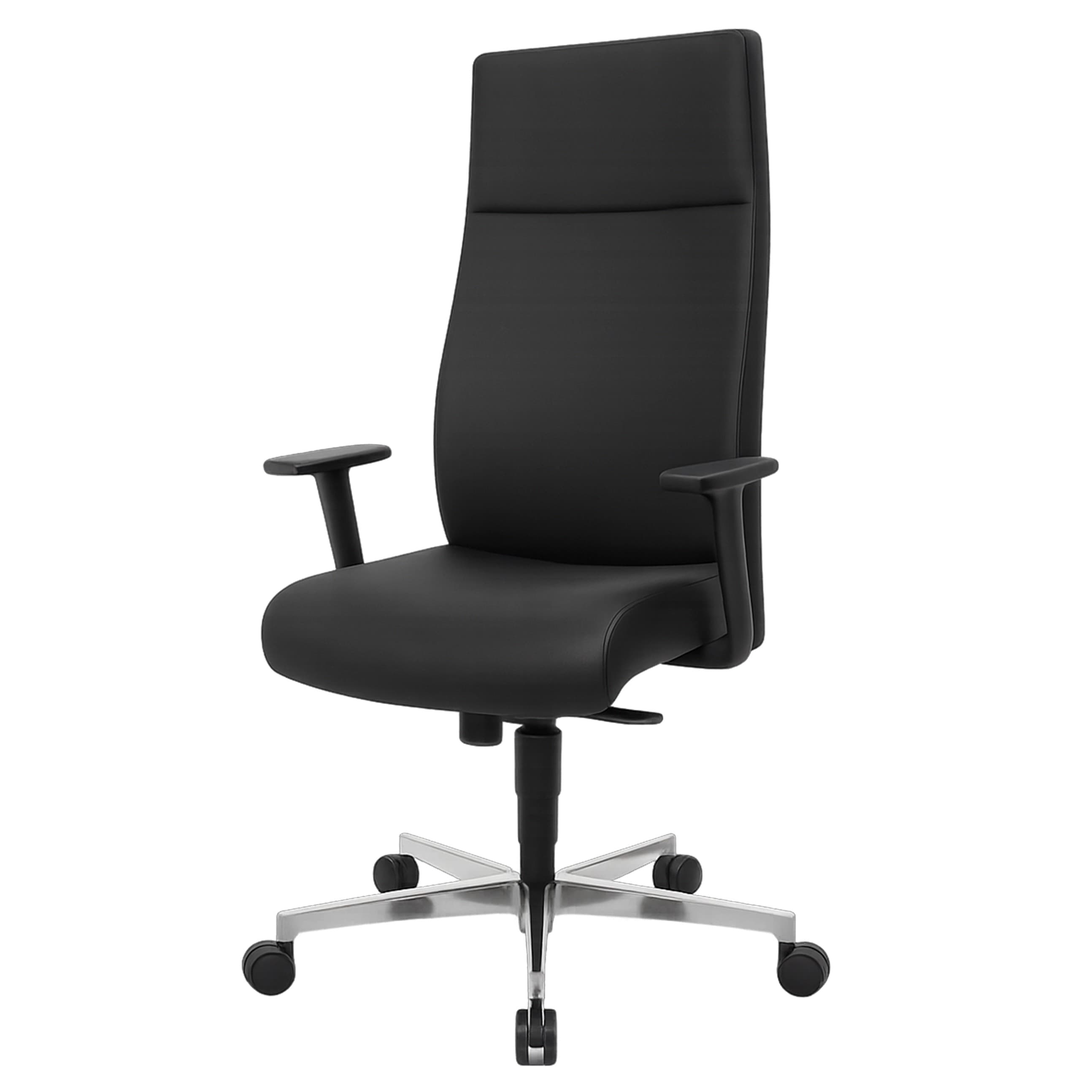 Modern black office chair with fixed armrests and high backrest – ideal for office or home workspace