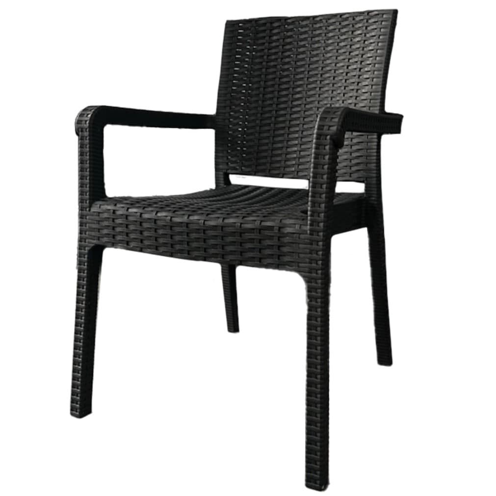 ALEZZO | Stackable outdoor terrace chair in woven‑look plastic – with armrests