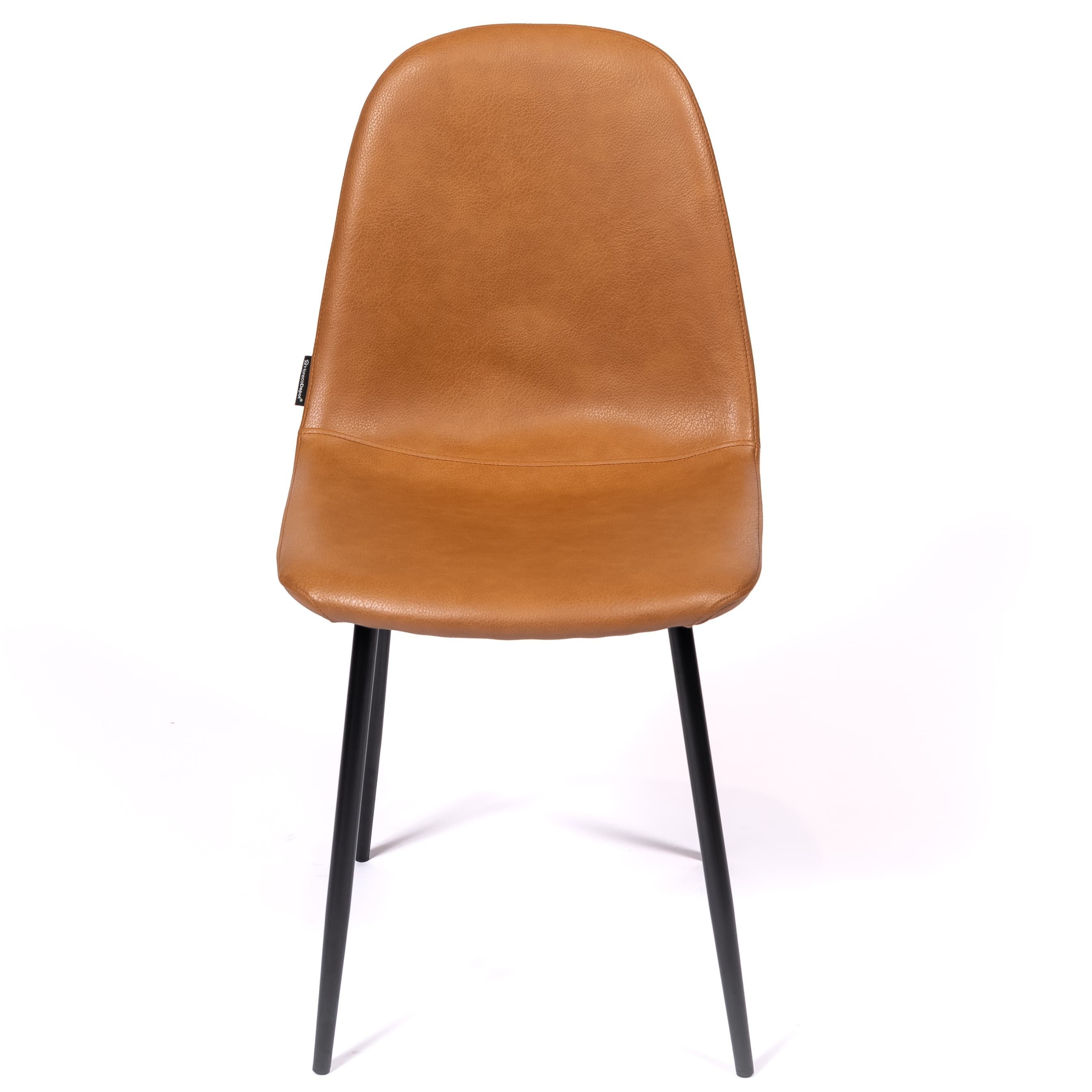 MARINA | Horeca chair in cognac faux leather – black metal frame – durable and comfortable seat – indoor use