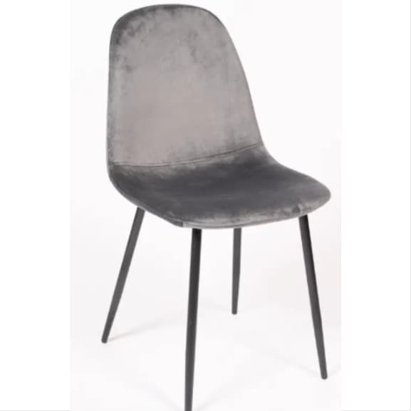 MARINA | Elegant grey velvet indoor chair with black metal legs – stylish, comfortable and ideal for restaurants, hotels and interior dining spaces