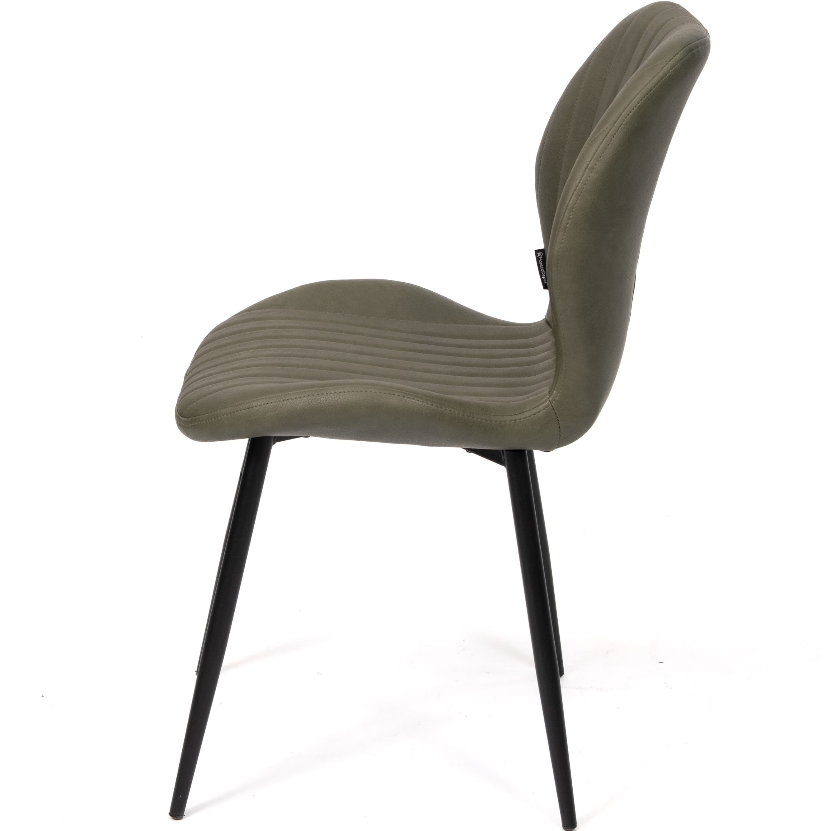 VITALI | Dining Chair – Green PU Leather – Black Metal Legs – Vertical Stitches – For Home and Hospitality