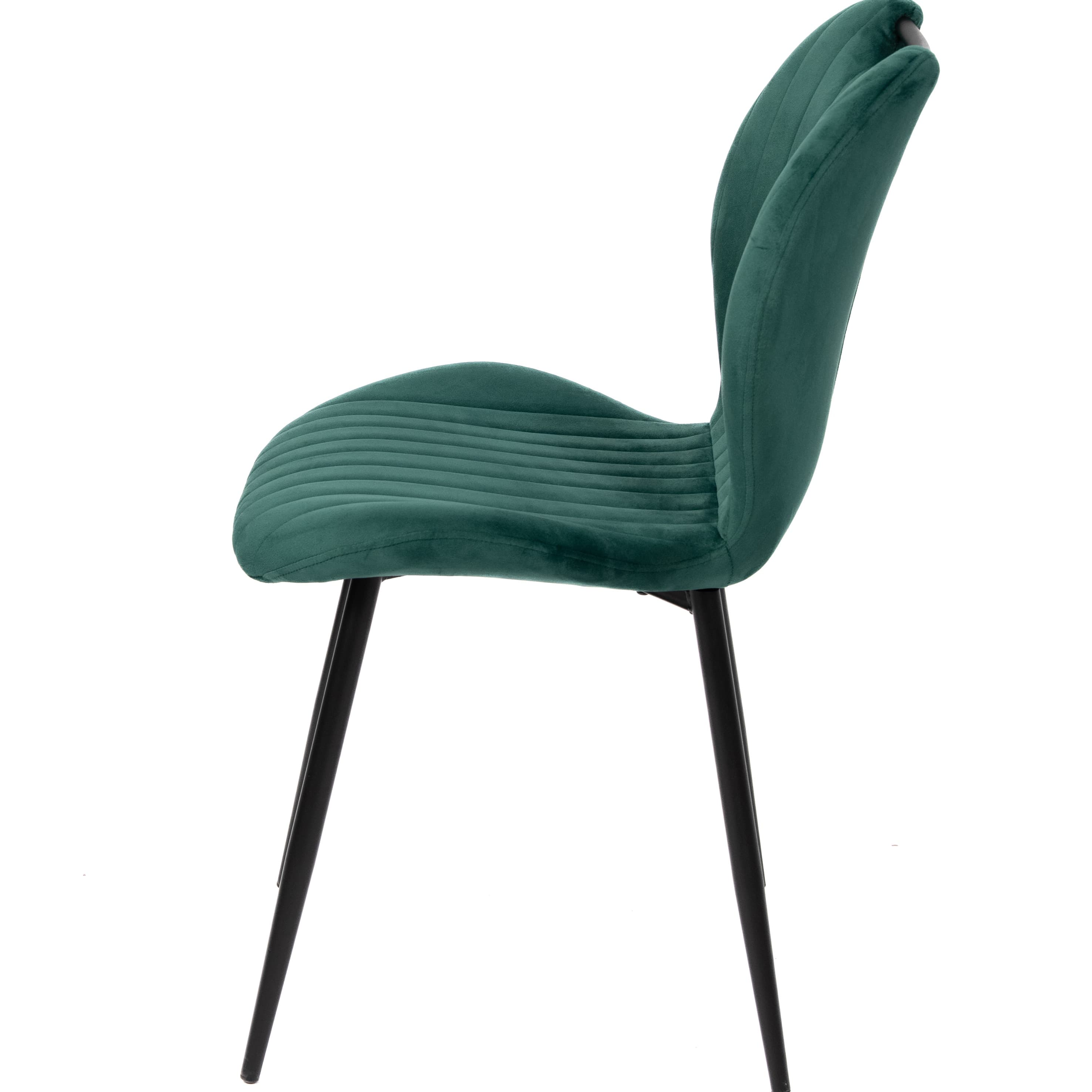 BRINDISI | Green Velvet Dining Chair – Vertical Stitching - Black Metal Legs - Handle – Home & Horeca