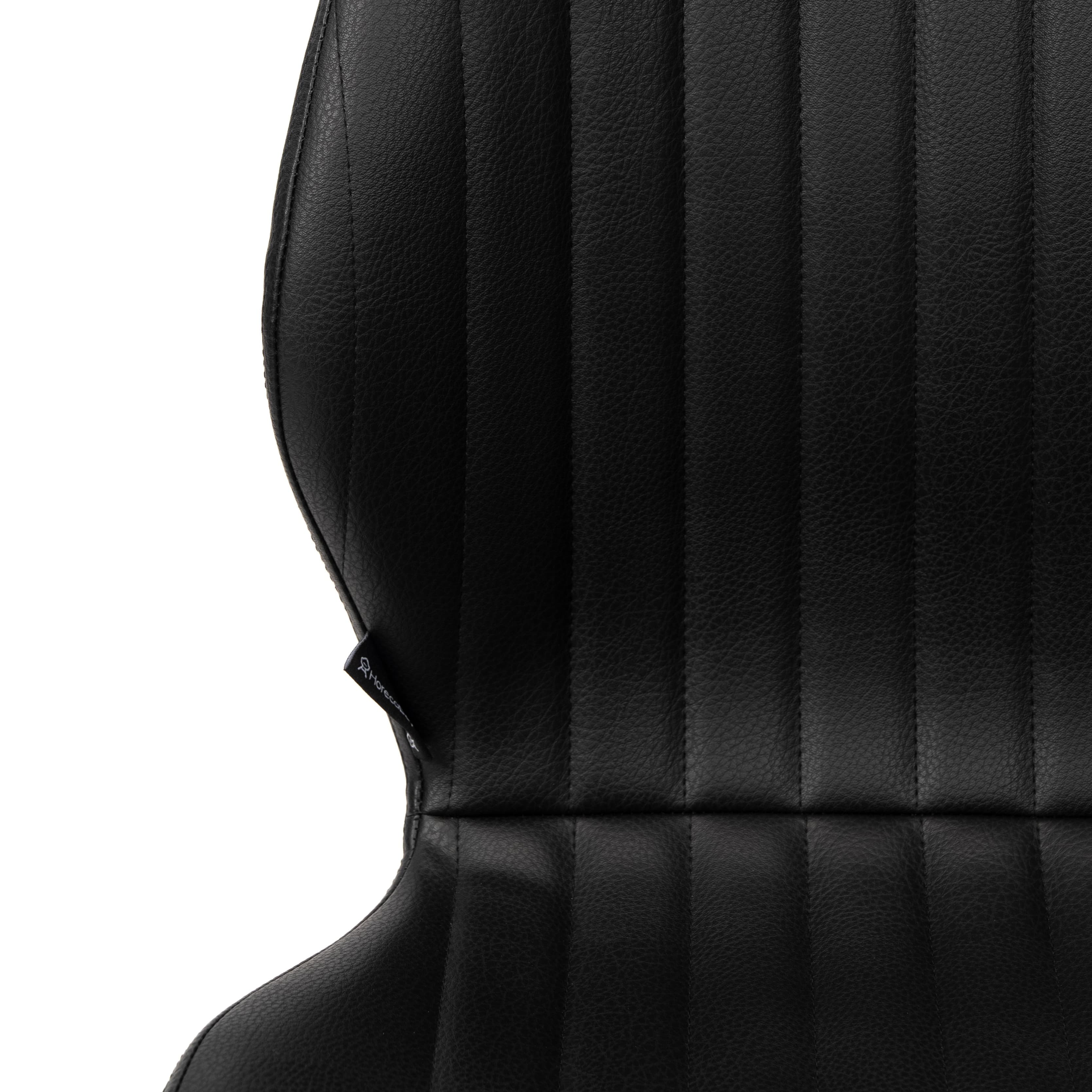 VITALI | Dining Chair – Black PU Leather – Black Metal Legs – Vertical Stitches – For Home and Hospitality