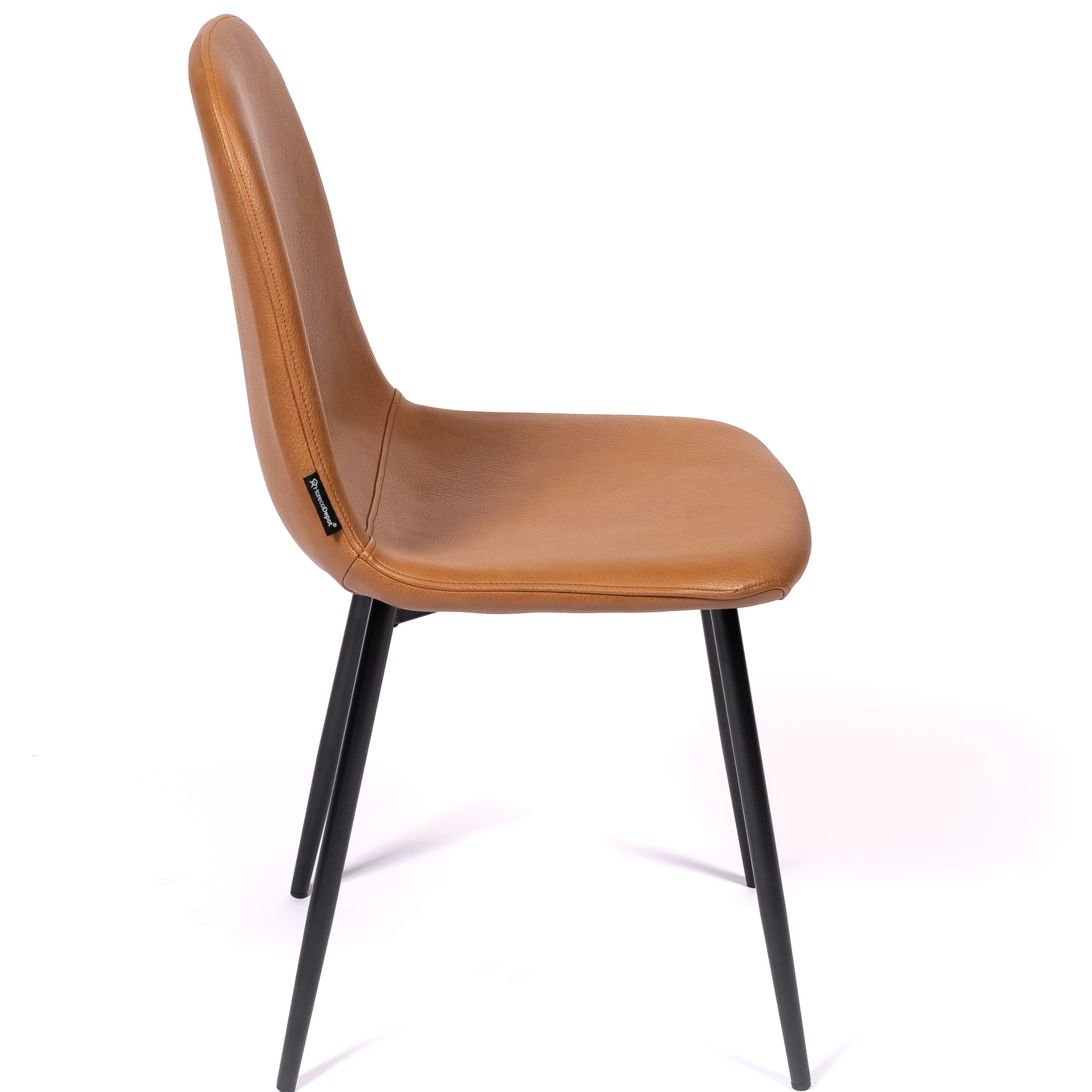 MARINA | Horeca chair in cognac faux leather – black metal frame – durable and comfortable seat – indoor use