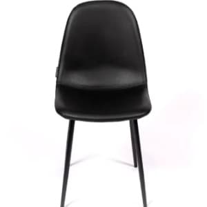 MARINA | Horeca chair in black faux leather – black metal frame – durable and comfortable seat – indoor use