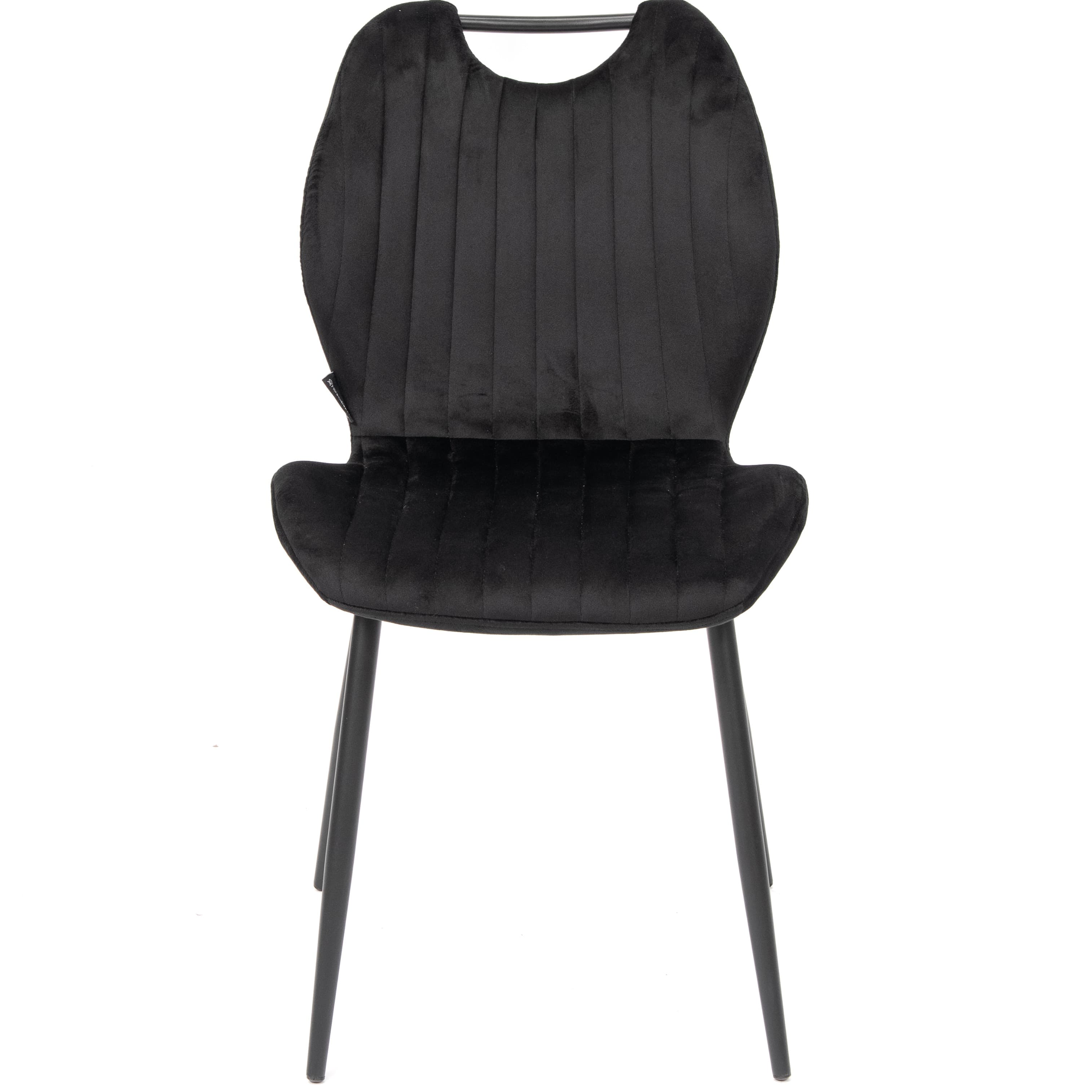 BRINDISI | Black Velvet Dining Chair – Vertical Stitching, Black Metal Legs & Handle – Home & Horeca