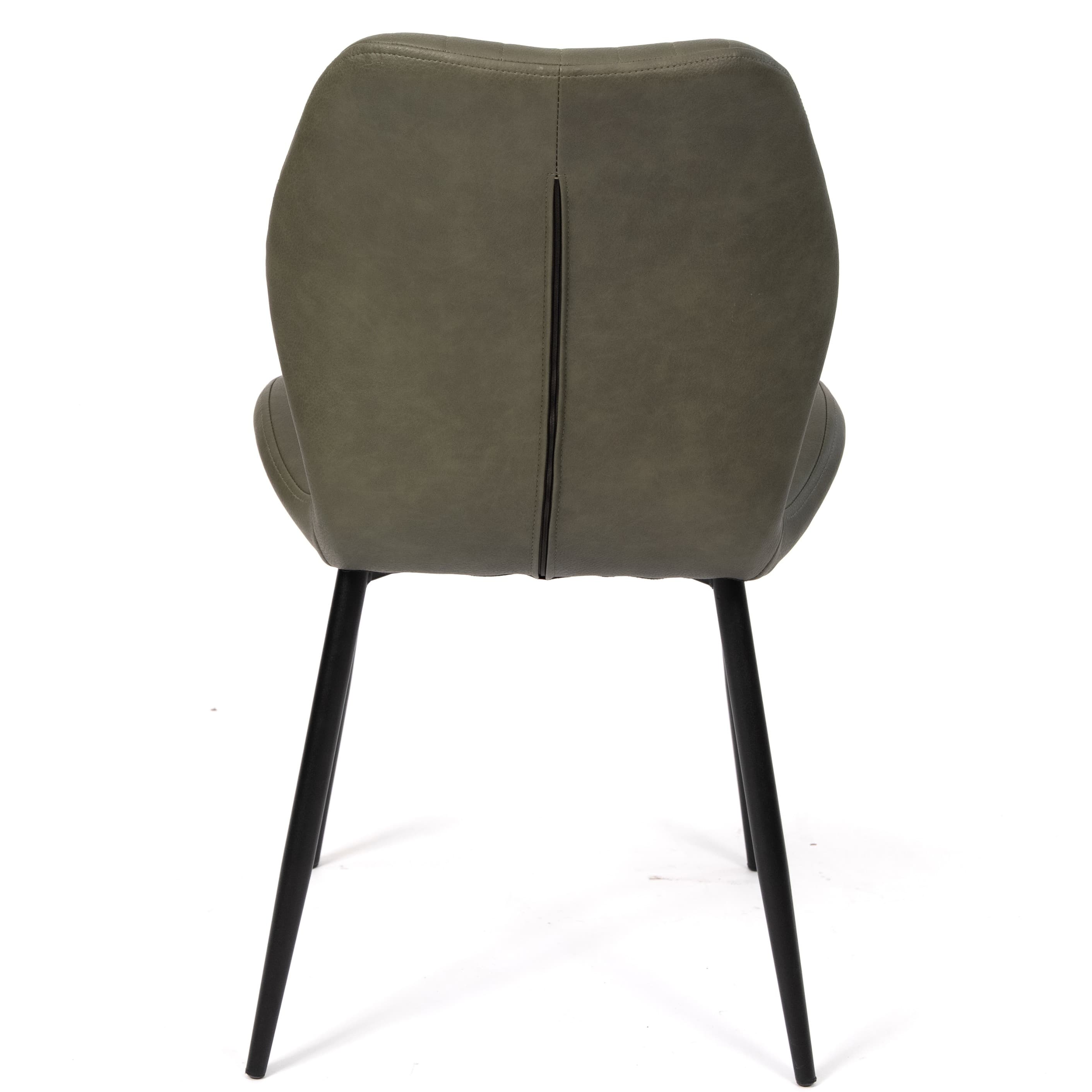 VITALI | Dining Chair – Green PU Leather – Black Metal Legs – Vertical Stitches – For Home and Hospitality