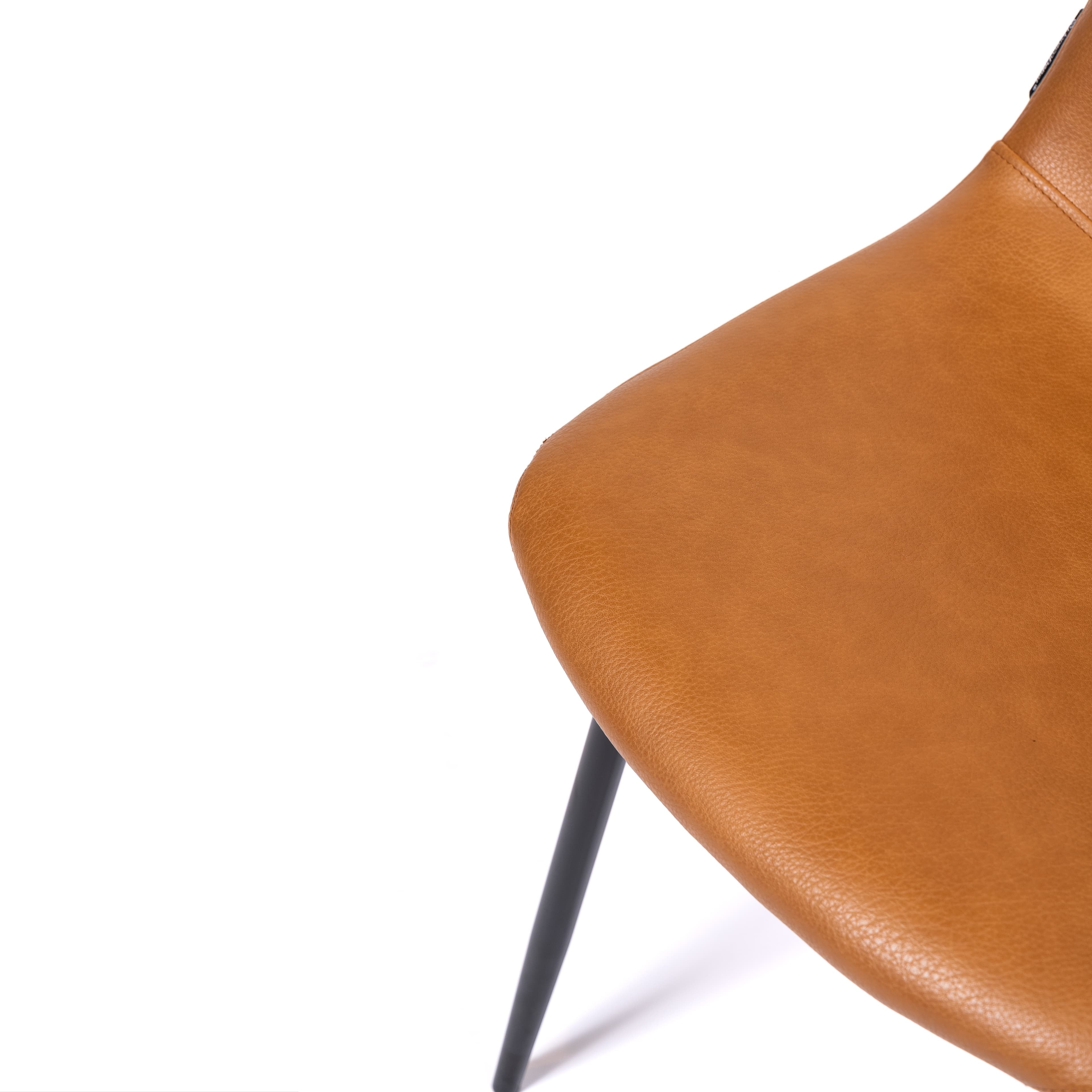MARINA | Horeca chair in cognac faux leather – black metal frame – durable and comfortable seat – indoor use