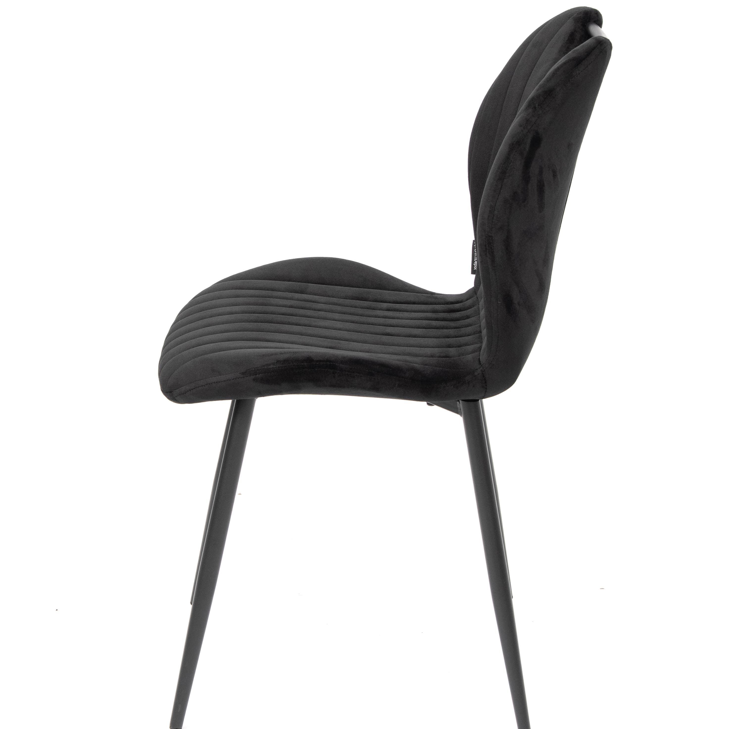BRINDISI | Black Velvet Dining Chair – Vertical Stitching, Black Metal Legs & Handle – Home & Horeca