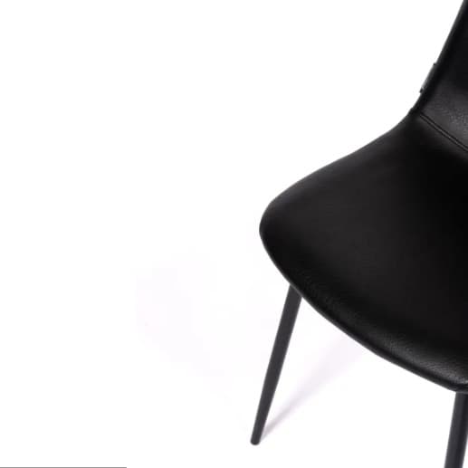 MARINA | Horeca chair in black faux leather – black metal frame – durable and comfortable seat – indoor use