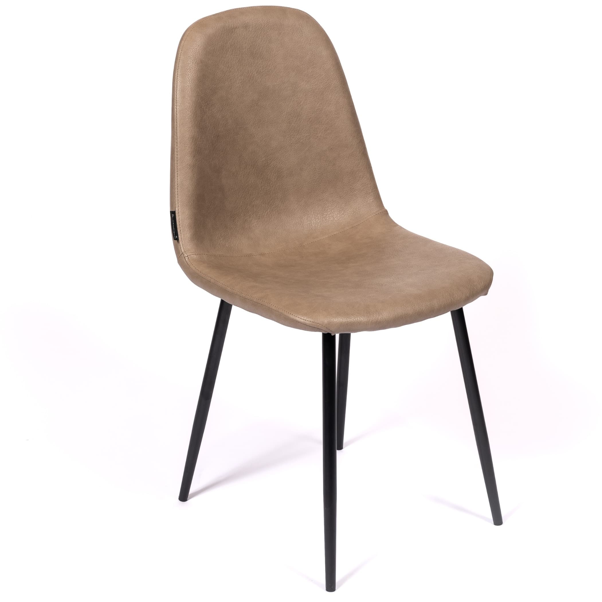 MARINA | Horeca chair in beige PU faux leather – black metal frame – durable and comfortable seat – indoor use