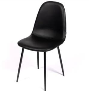 MARINA | Horeca chair in black faux leather – black metal frame – durable and comfortable seat – indoor use