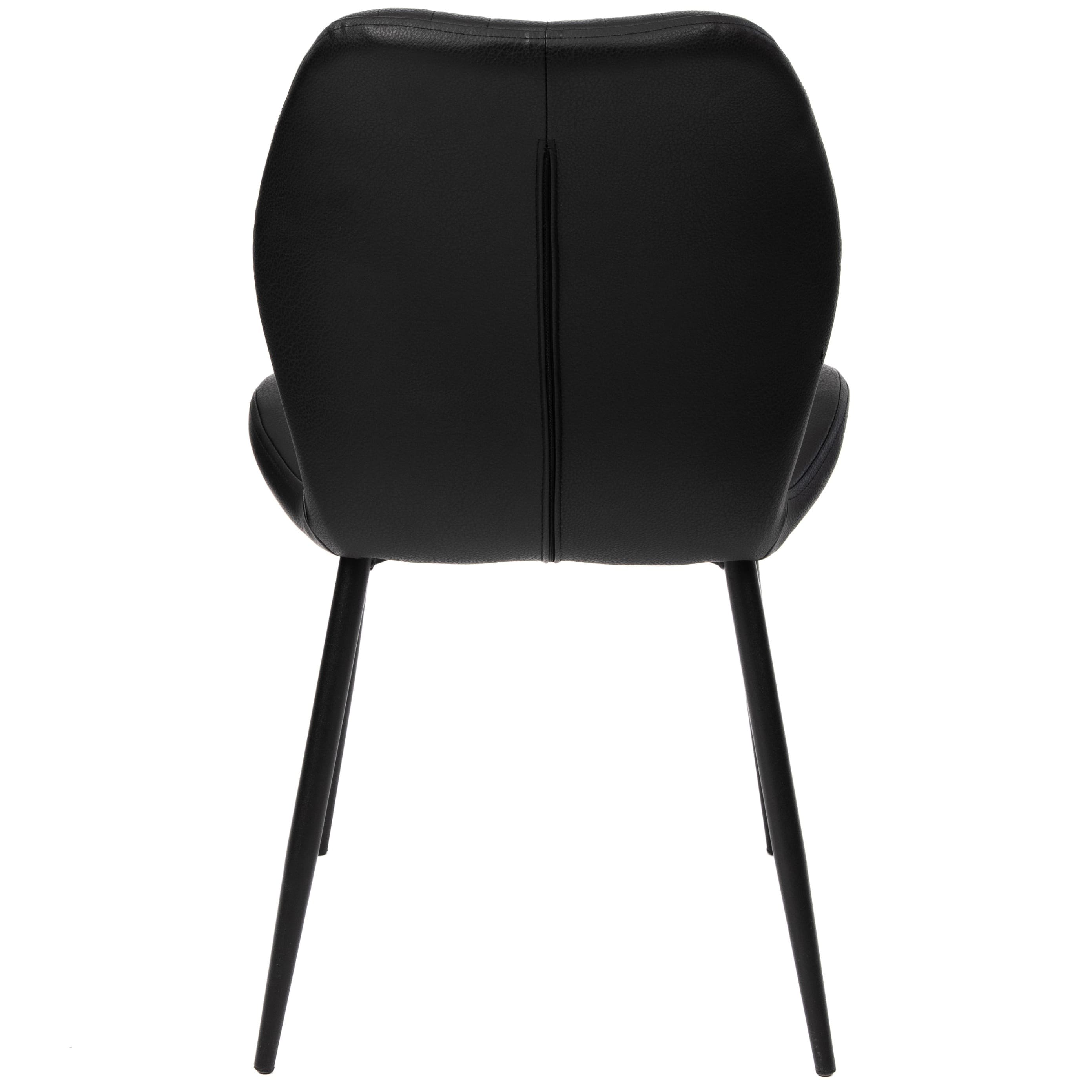 VITALI | Dining Chair – Black PU Leather – Black Metal Legs – Vertical Stitches – For Home and Hospitality