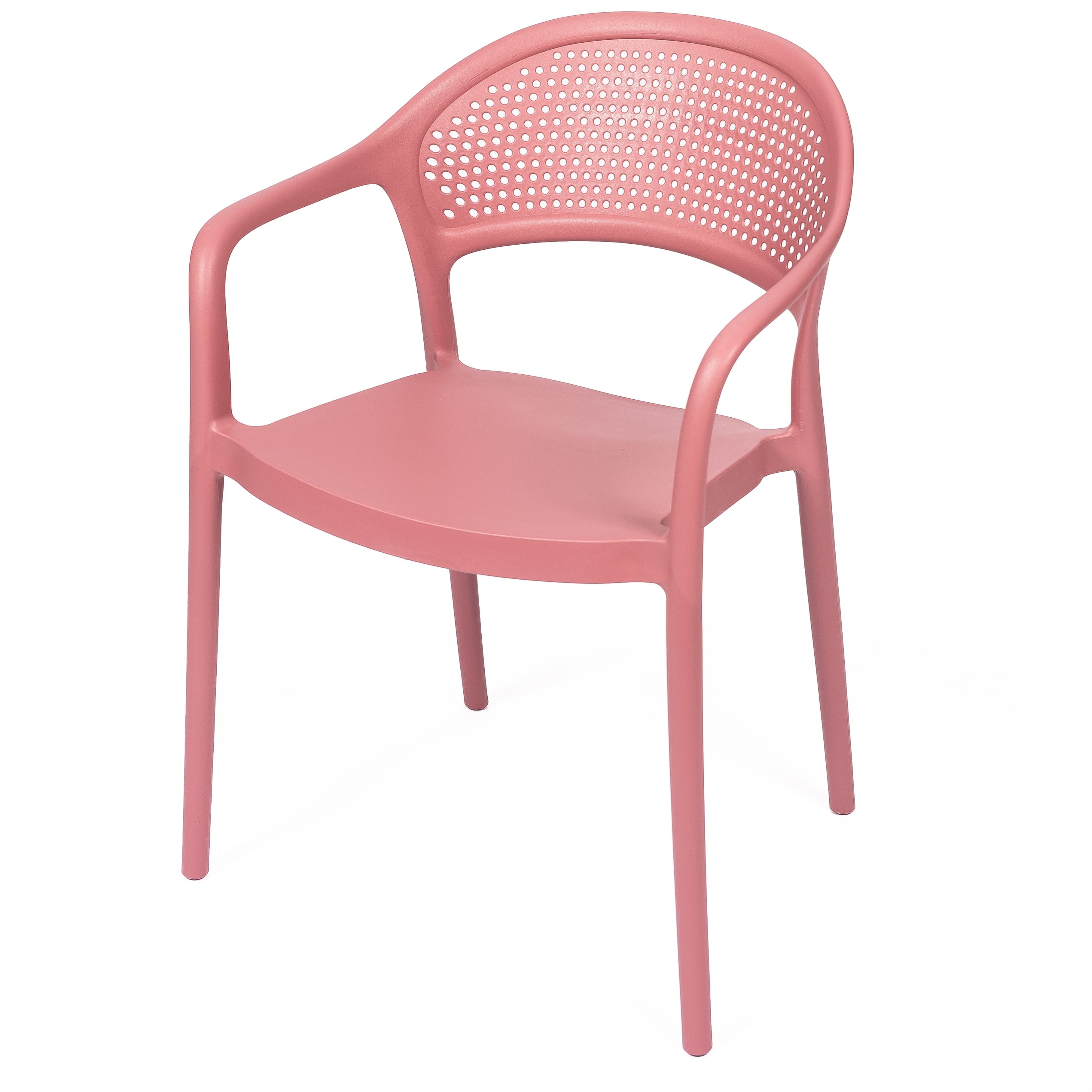 Modern Pink Plastic Chair with Armrests