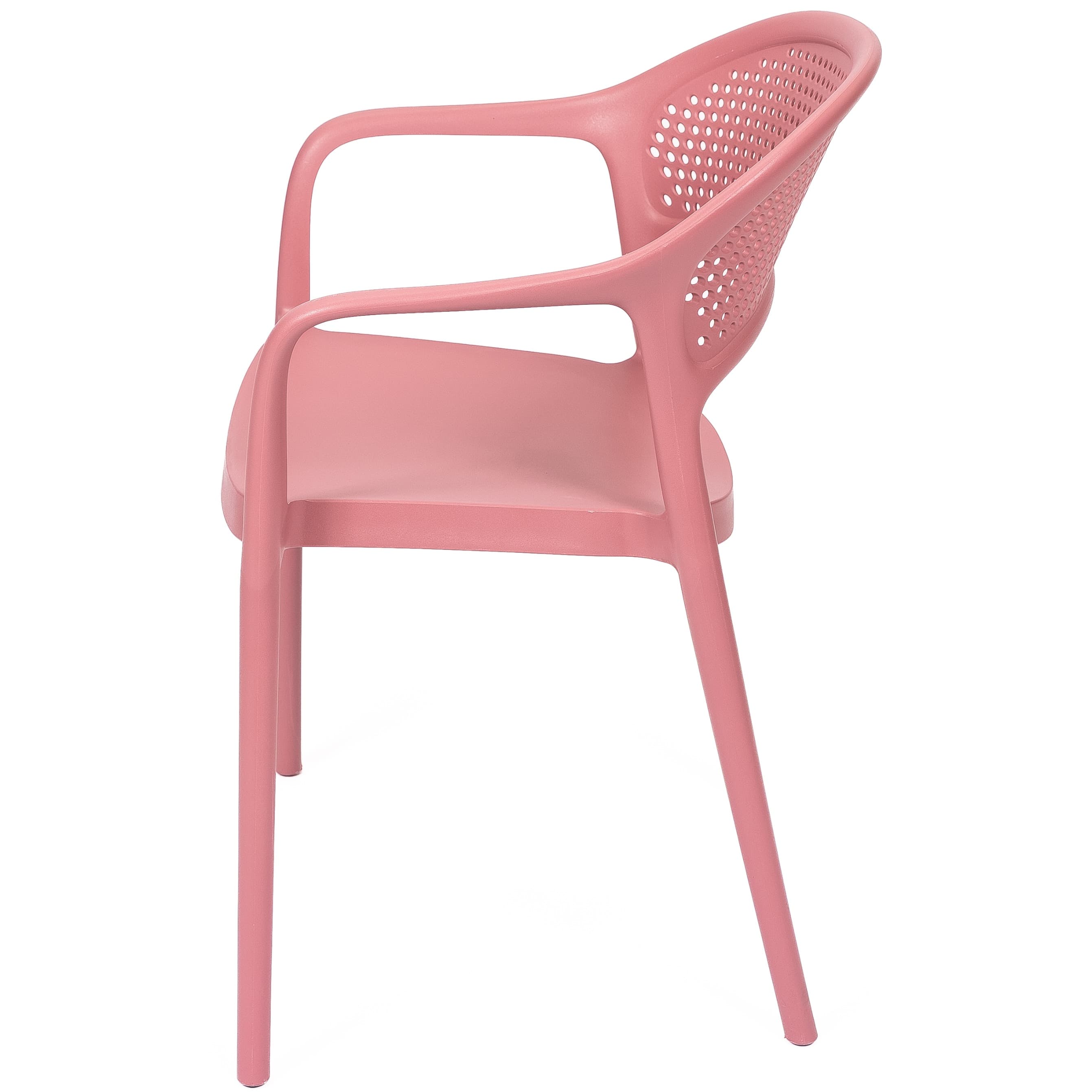 Modern Pink Plastic Chair with Armrests