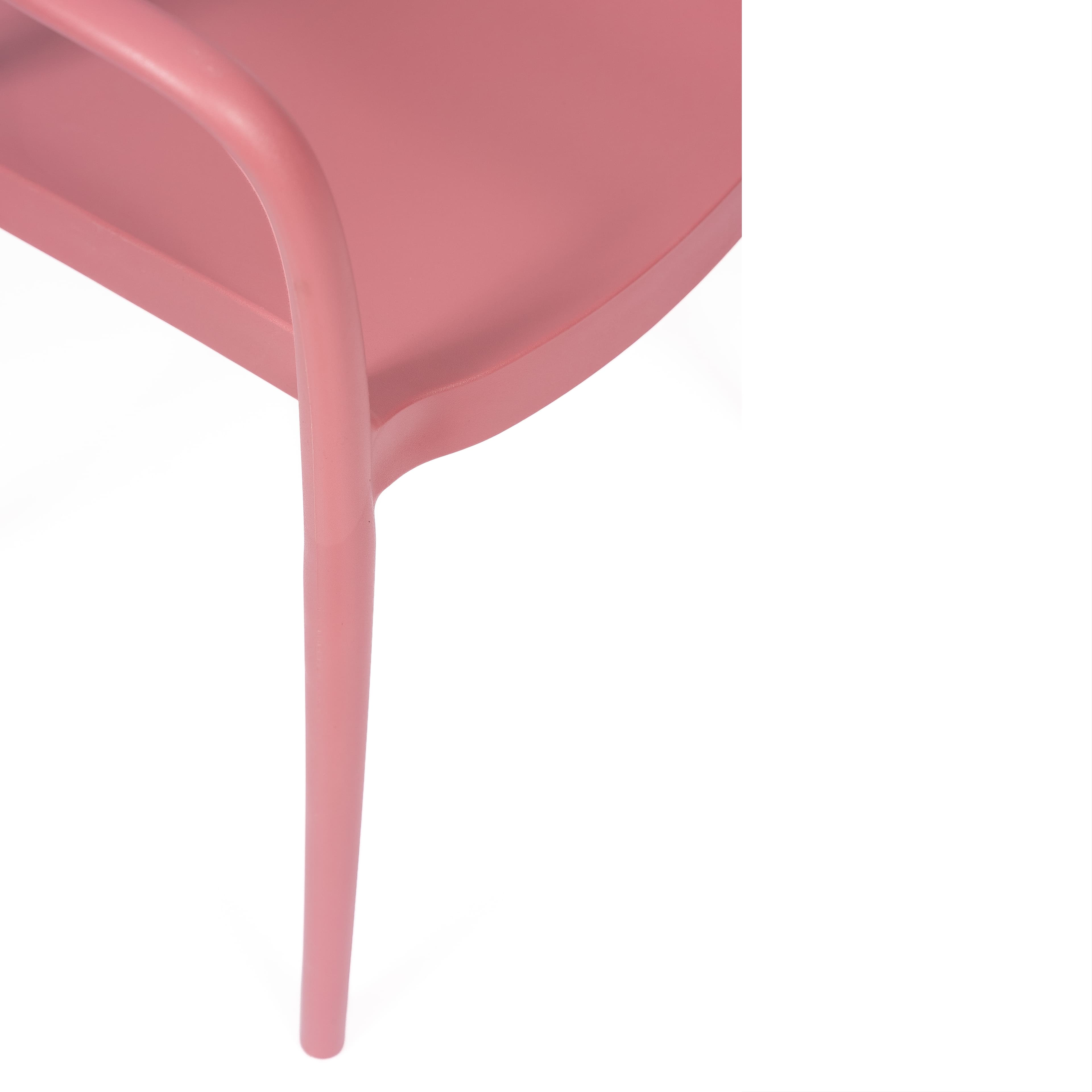 Modern Pink Plastic Chair with Armrests