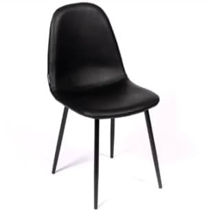 MARINA | Horeca chair in black faux leather – black metal frame – durable and comfortable seat – indoor use