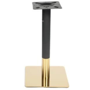 ZEGNA | Table Base in Matte Black Metal with Polished Golden Metal Square Bottom – Elegant Table Leg for Dining Table, Café & Restaurant