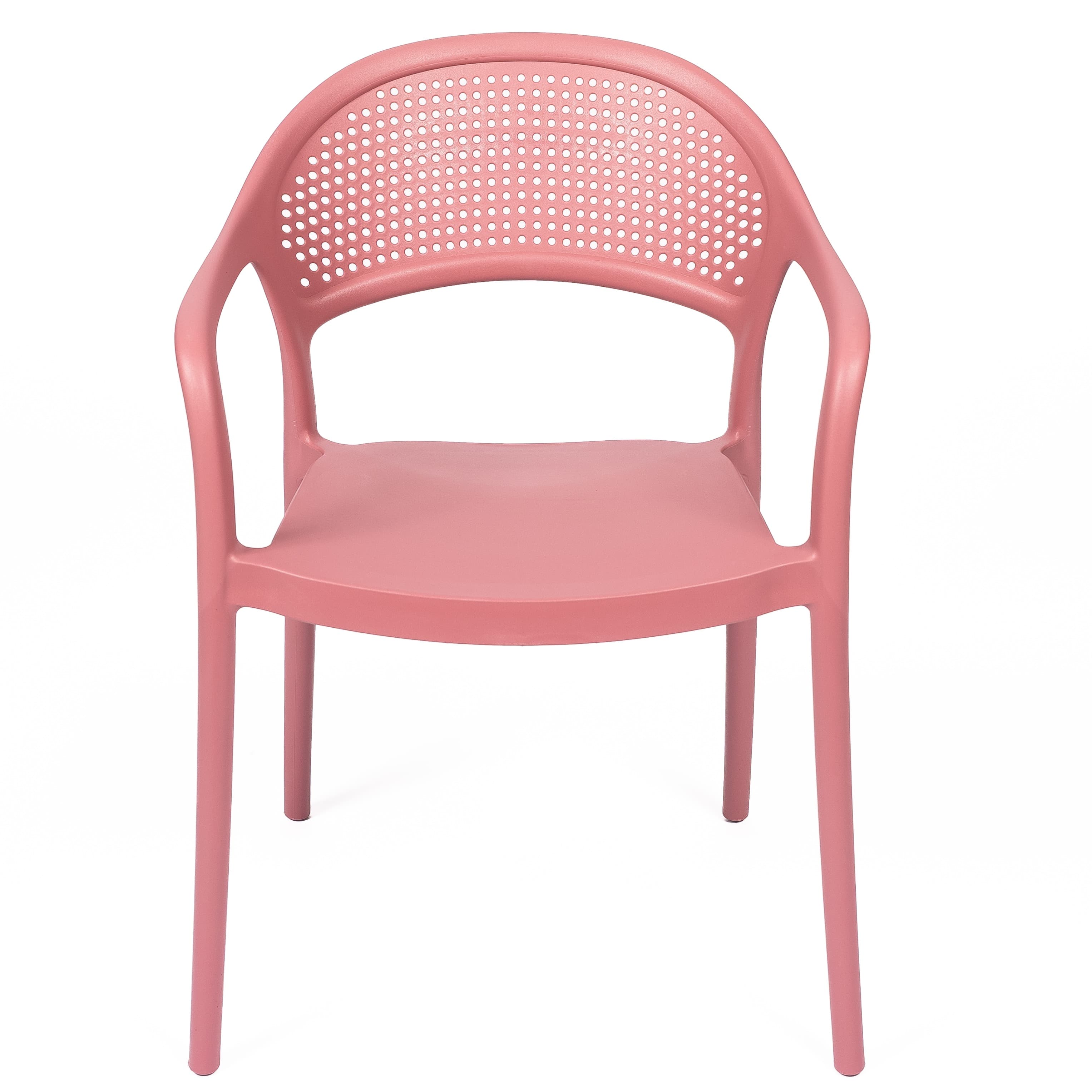Modern Pink Plastic Chair with Armrests