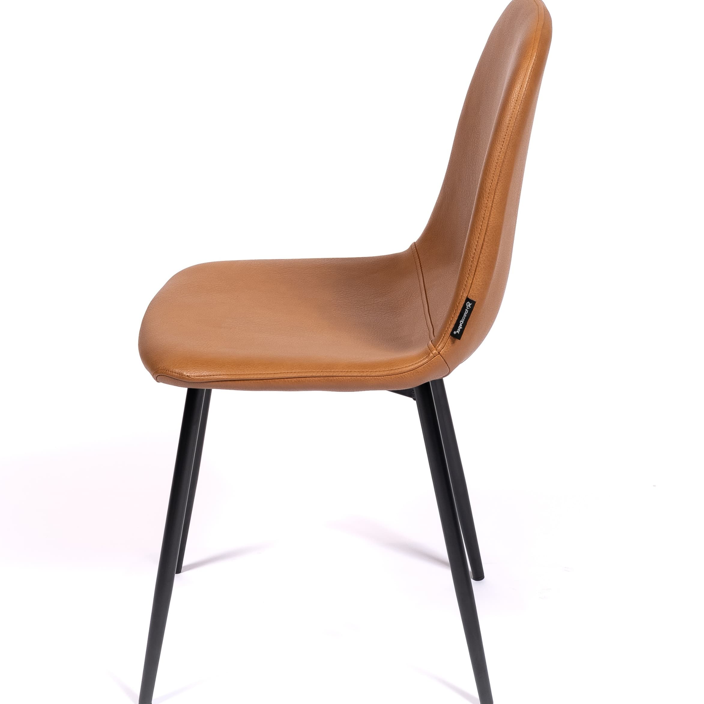 MARINA | Horeca chair in cognac faux leather – black metal frame – durable and comfortable seat – indoor use