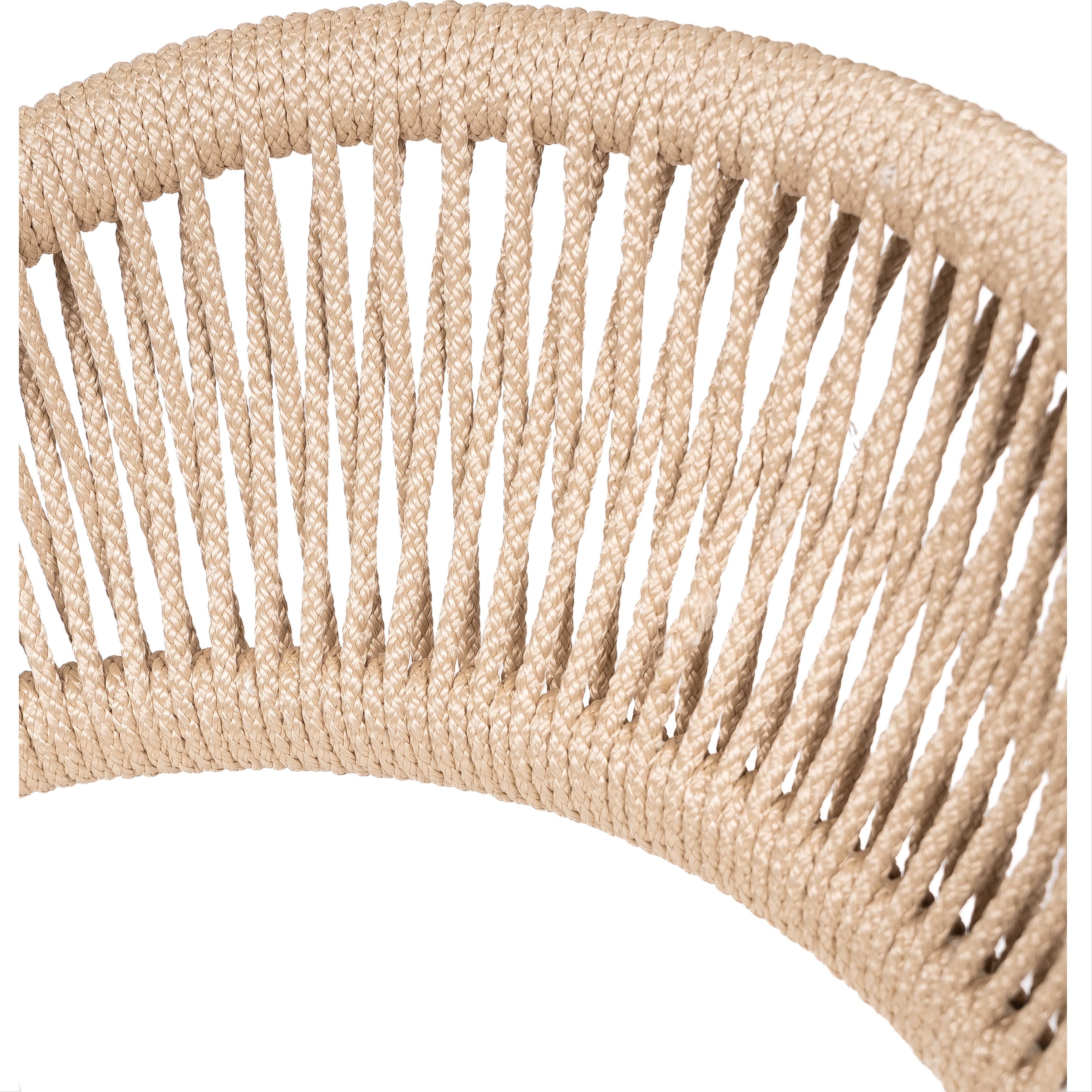 Modern White Chair with Woven Rope Backrest
