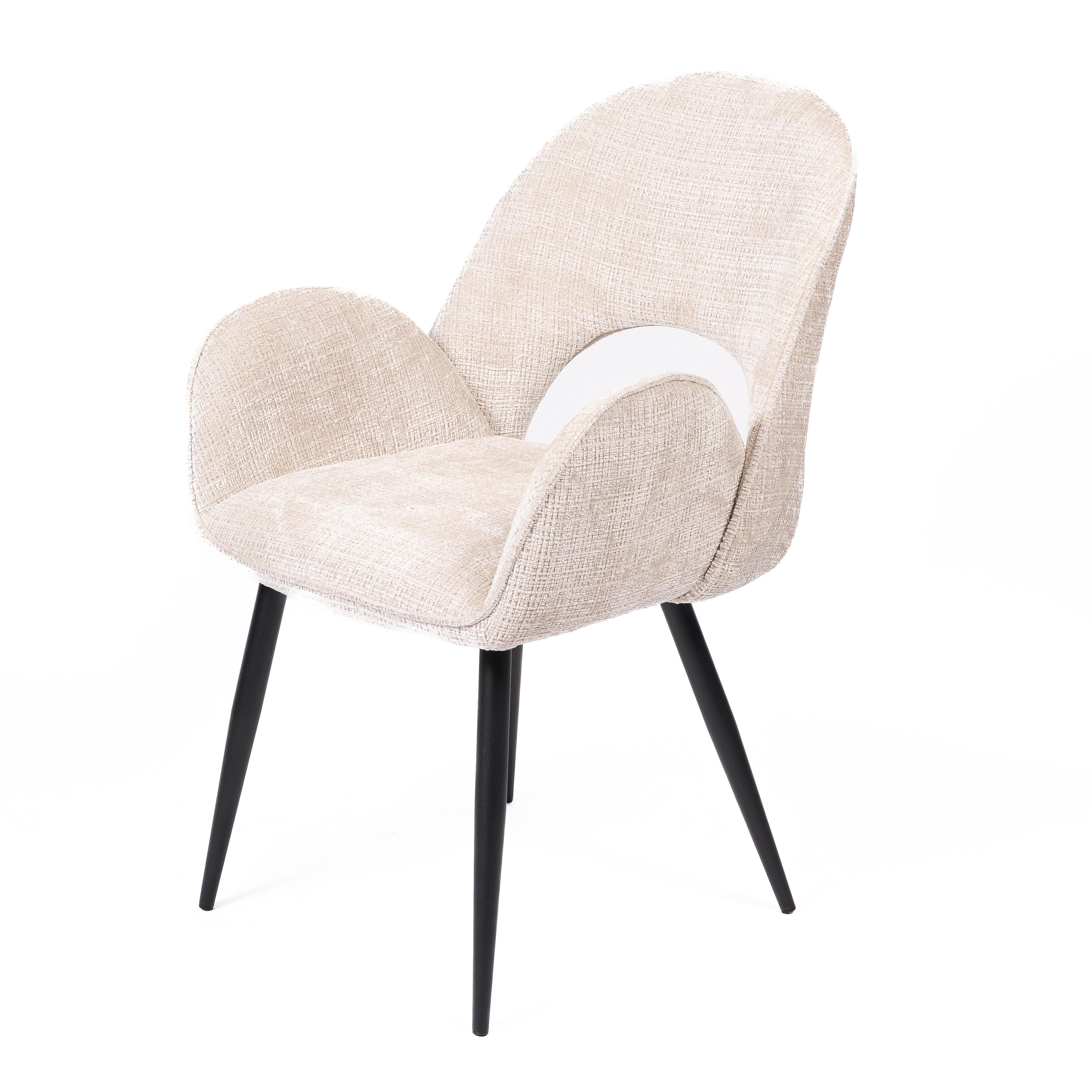 DANTE CREAM - CHAIR - FABRIC - BLACK METAL LEGS