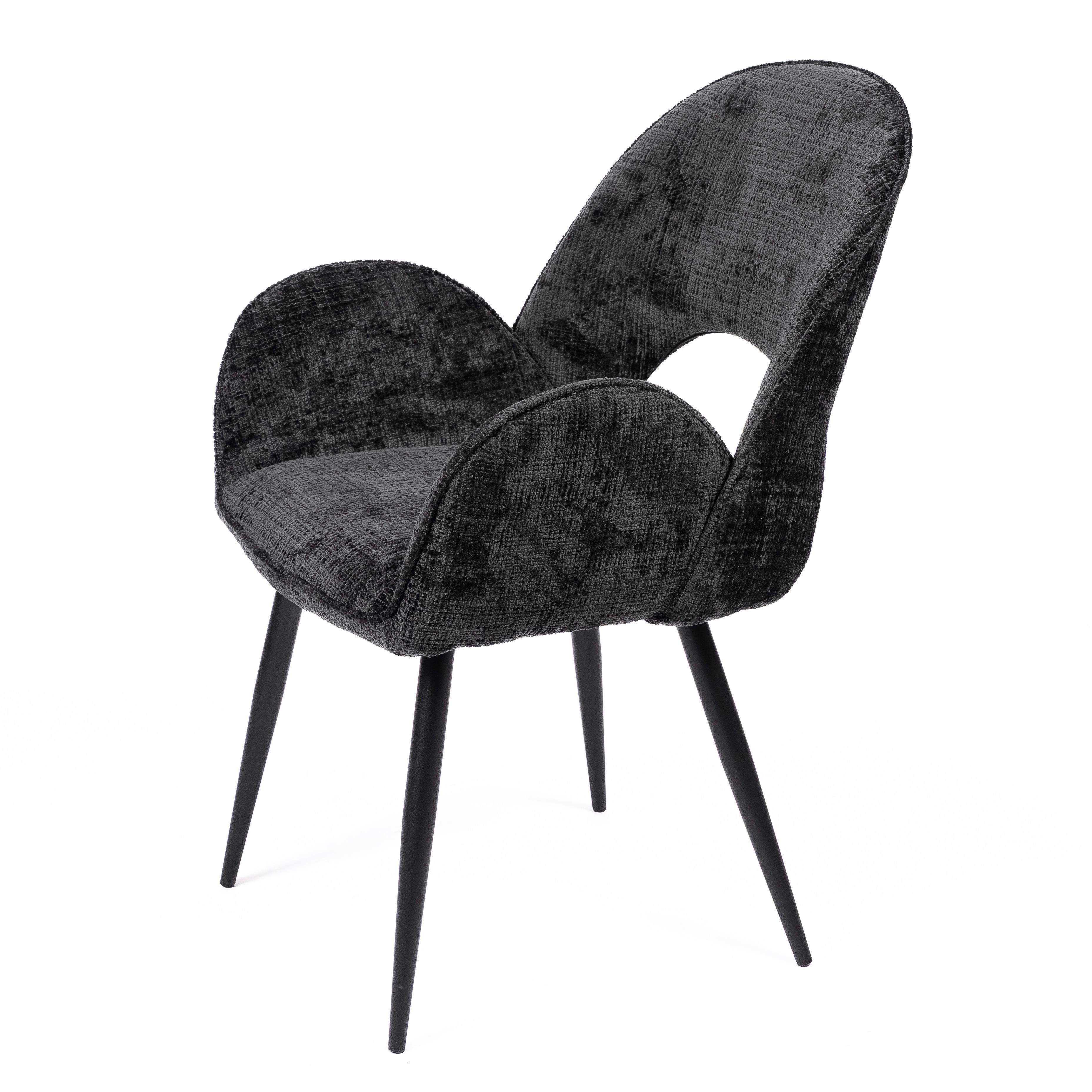 DANTE DARK GREY - CHAIR - FABRIC - BLACK METAL LEGS