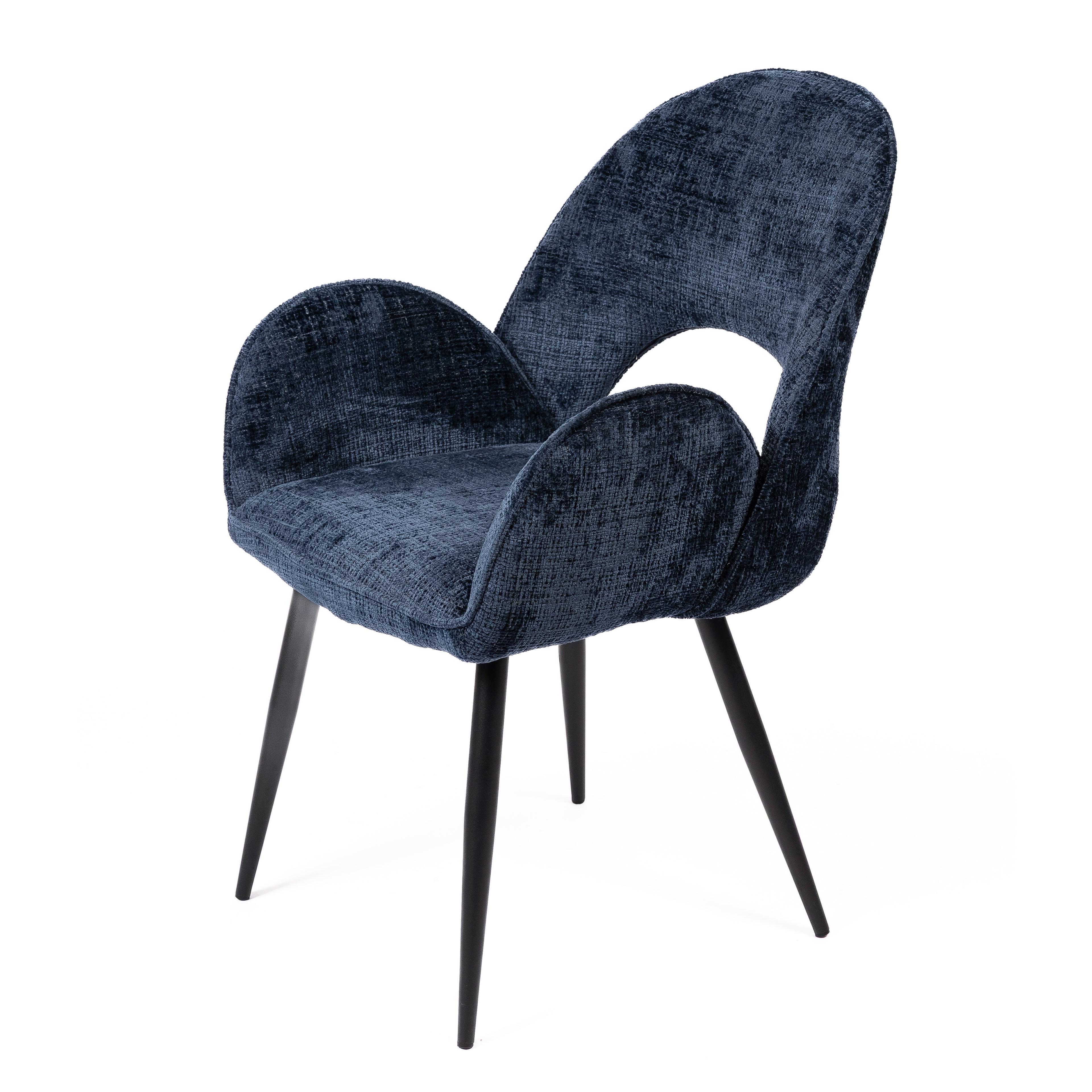 DANTE BLUE - CHAIR - FABRIC - BLACK METAL LEGS