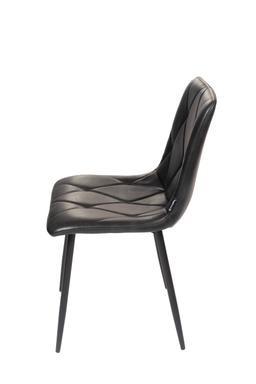 ROMA | Dining chair dark grey PU leather with diamond stitching – black metal legs – suitable for home and horeca