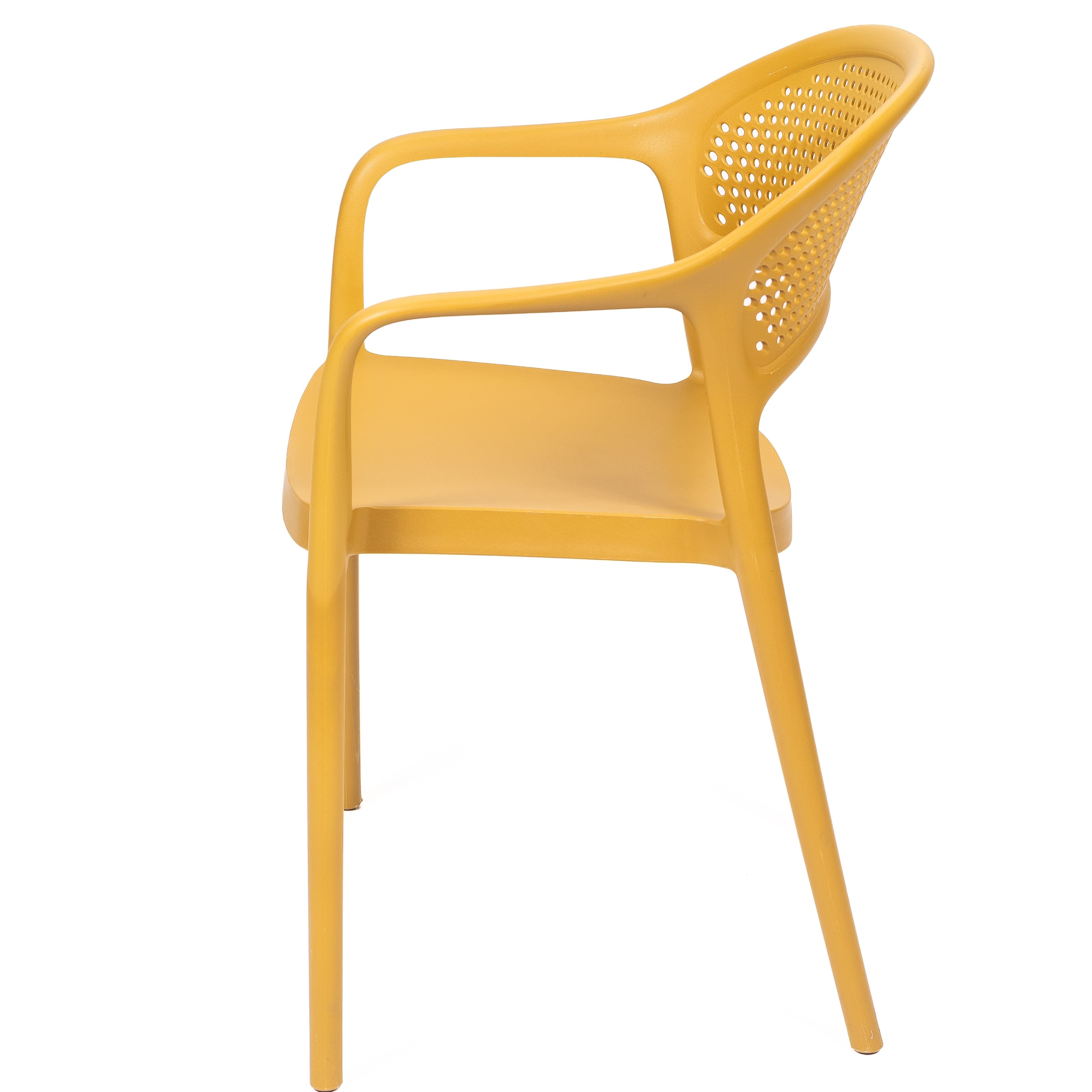 Modern Yellow Plastic Chair with Armrests