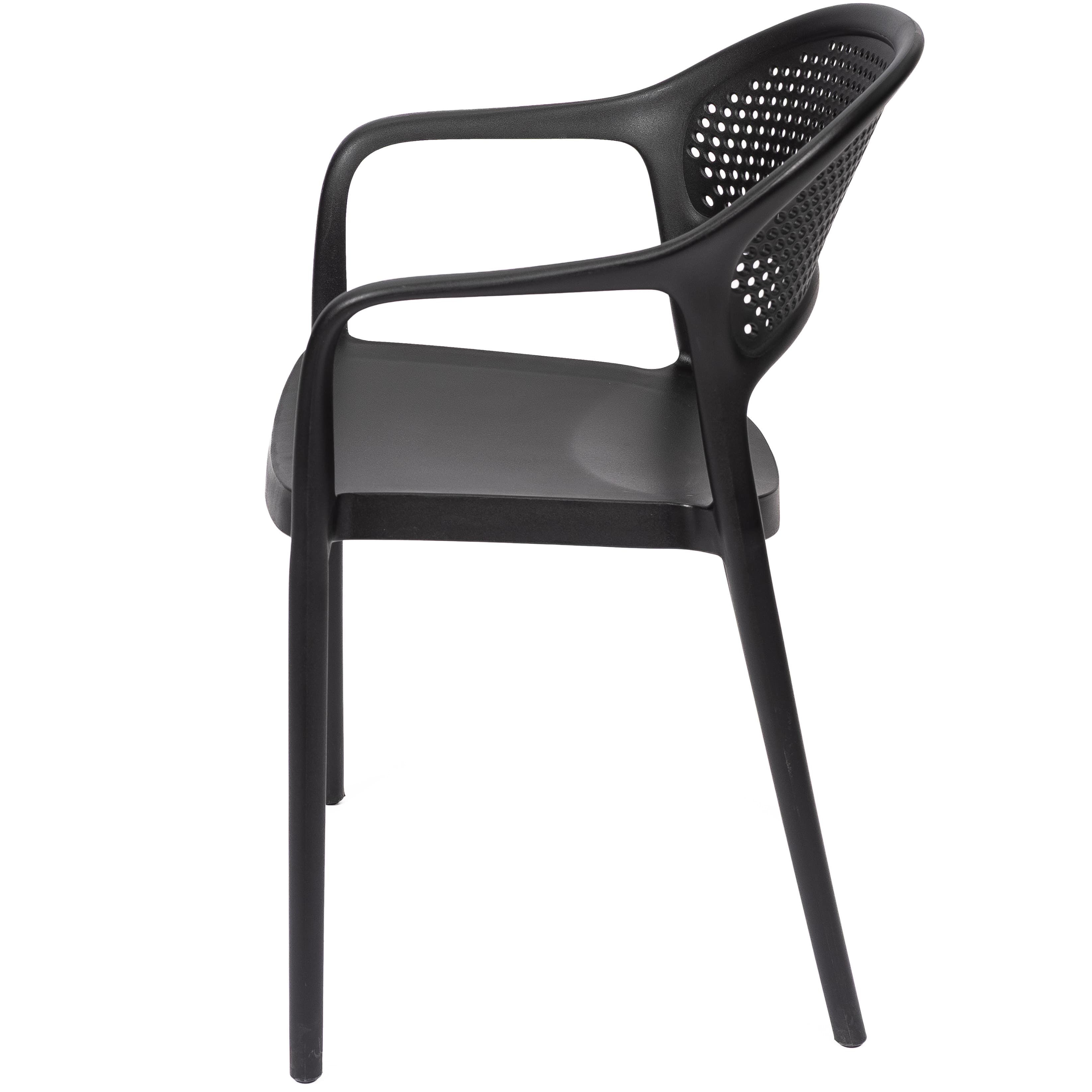Modern Black Plastic Chair with Armrests