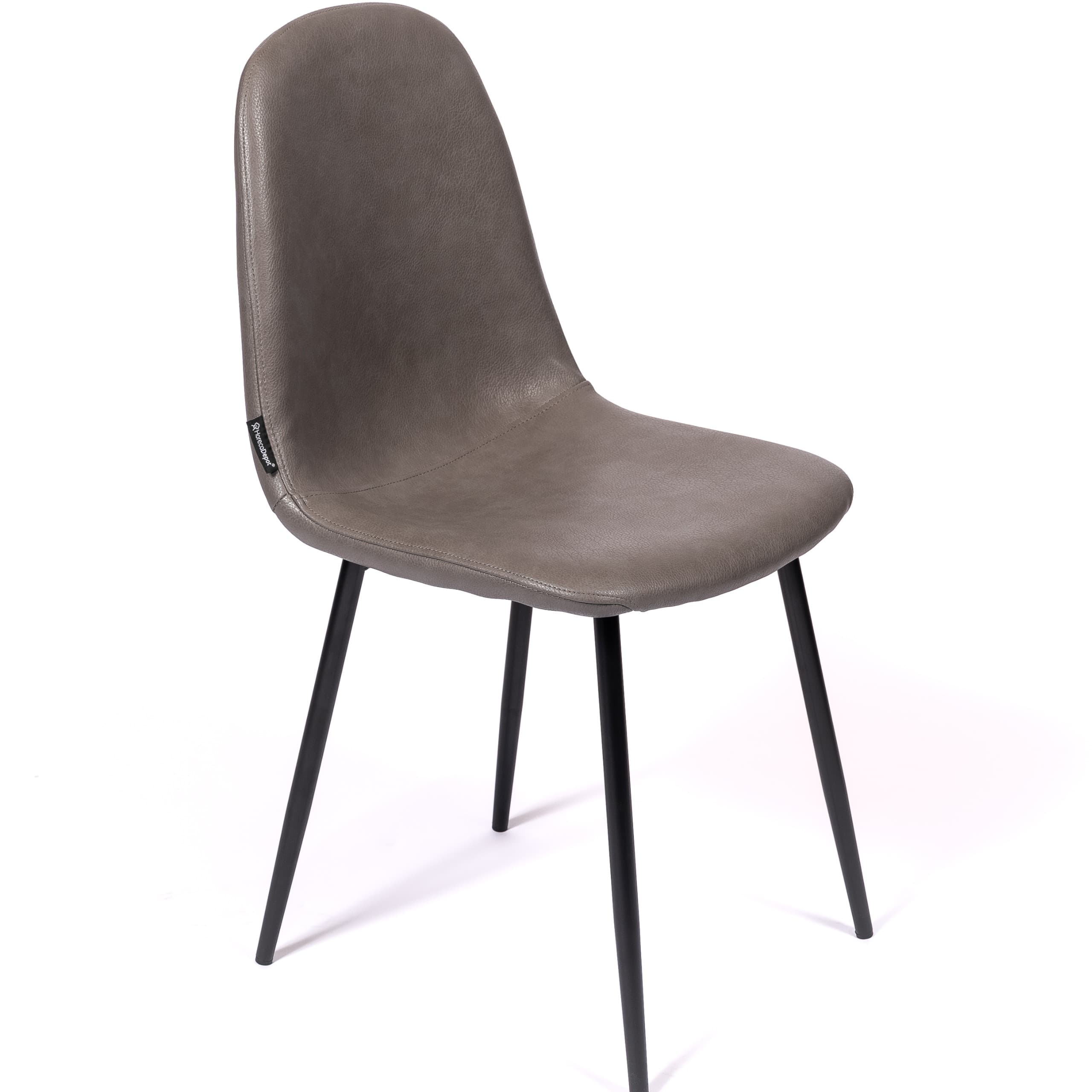 MARINA | Horeca chair in grey faux leather – black metal frame – durable and comfortable seat – indoor use