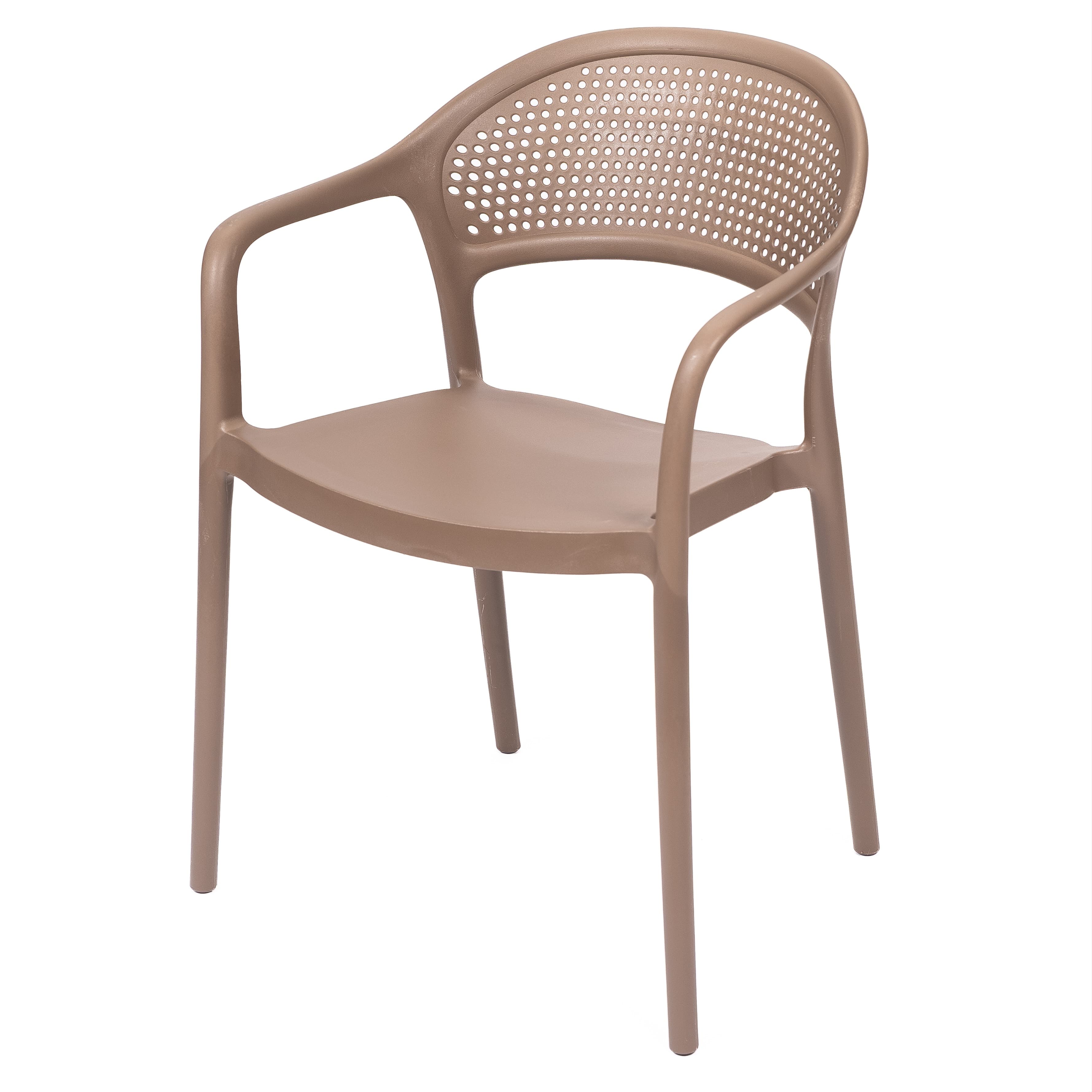 Modern Brown Plastic Chair with Armrests