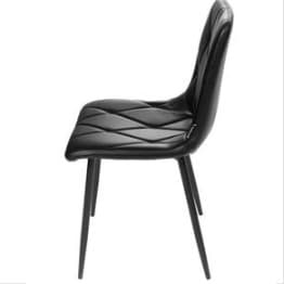 ROMA | Dining chair black PU leather with diamond stitching – black metal legs – suitable for home and horeca