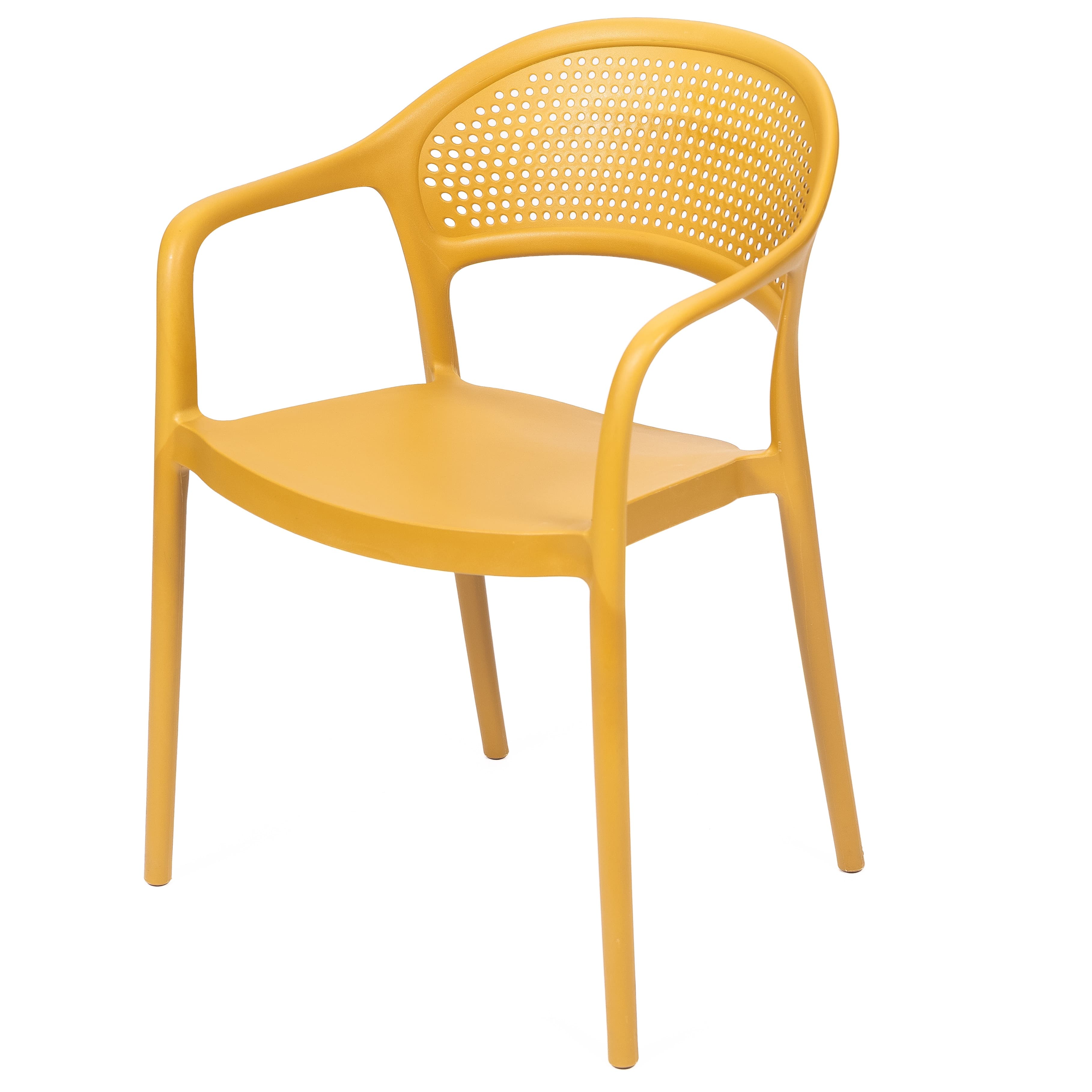 Modern Yellow Plastic Chair with Armrests