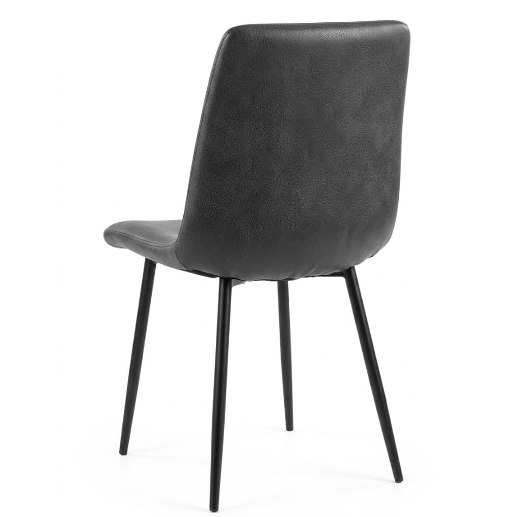 ROMA | Dining chair dark grey PU leather with diamond stitching – black metal legs – suitable for home and horeca