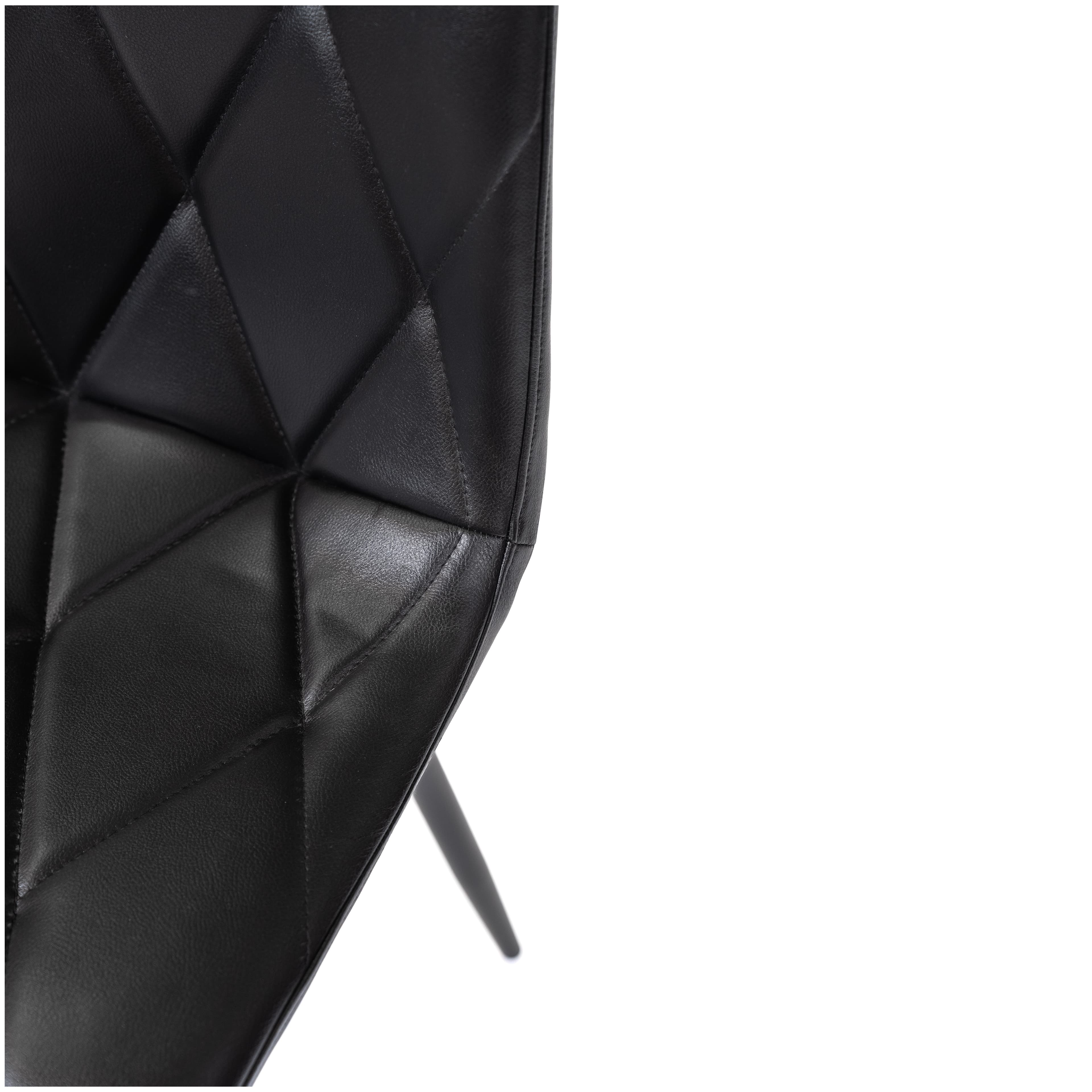 ROMA | Dining chair black PU leather with diamond stitching – black metal legs – suitable for home and horeca