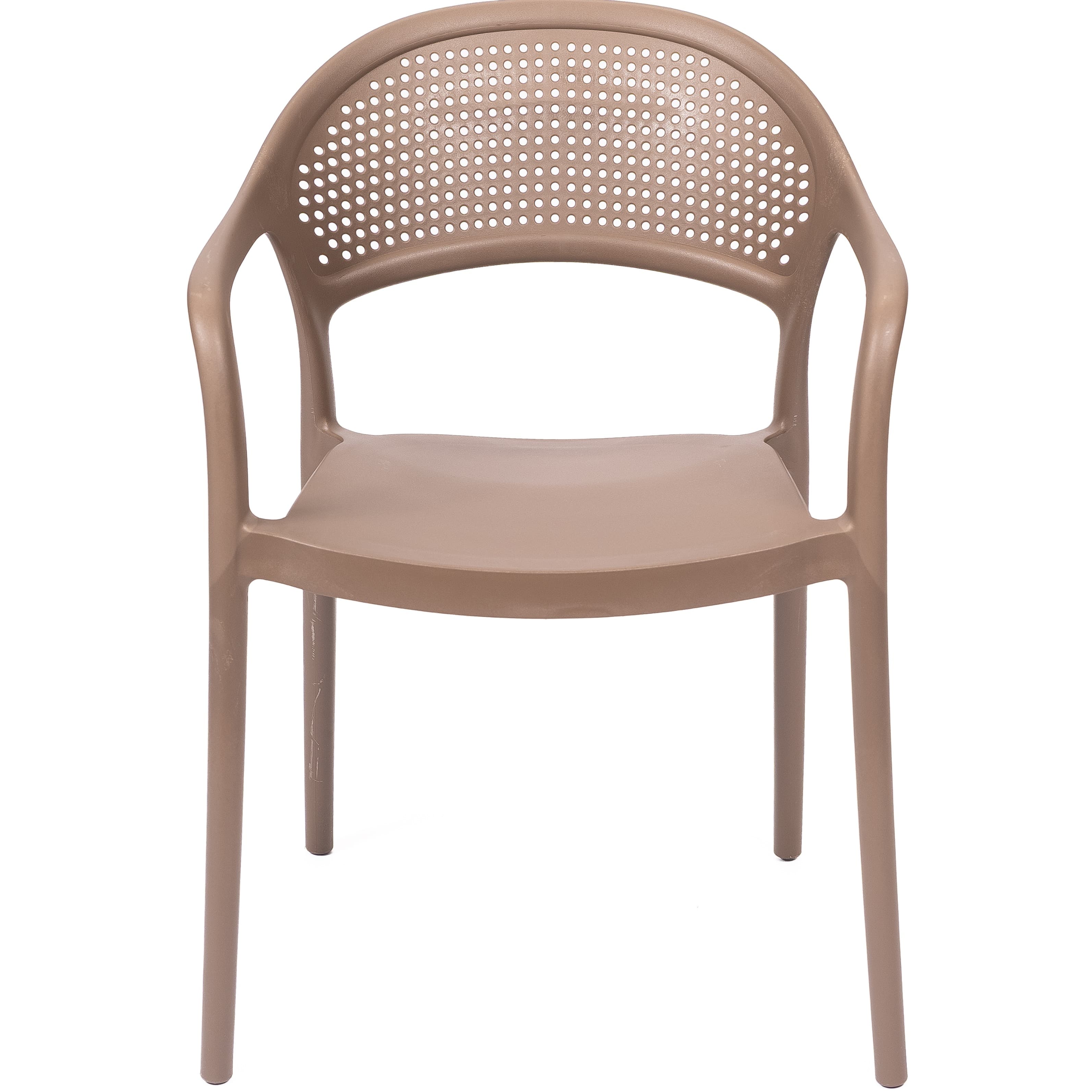 Modern Brown Plastic Chair with Armrests