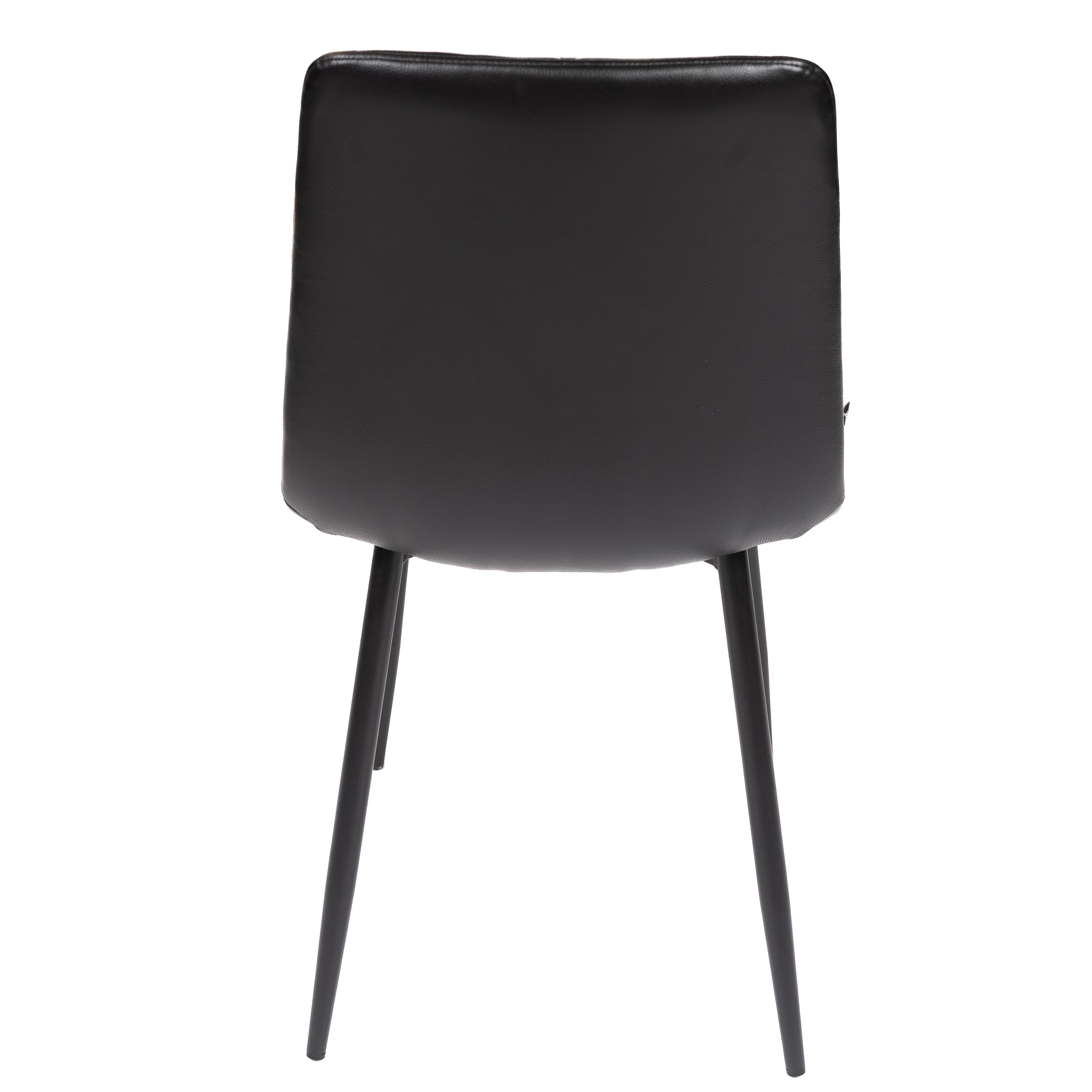ROMA | Dining chair black PU leather with diamond stitching – black metal legs – suitable for home and horeca