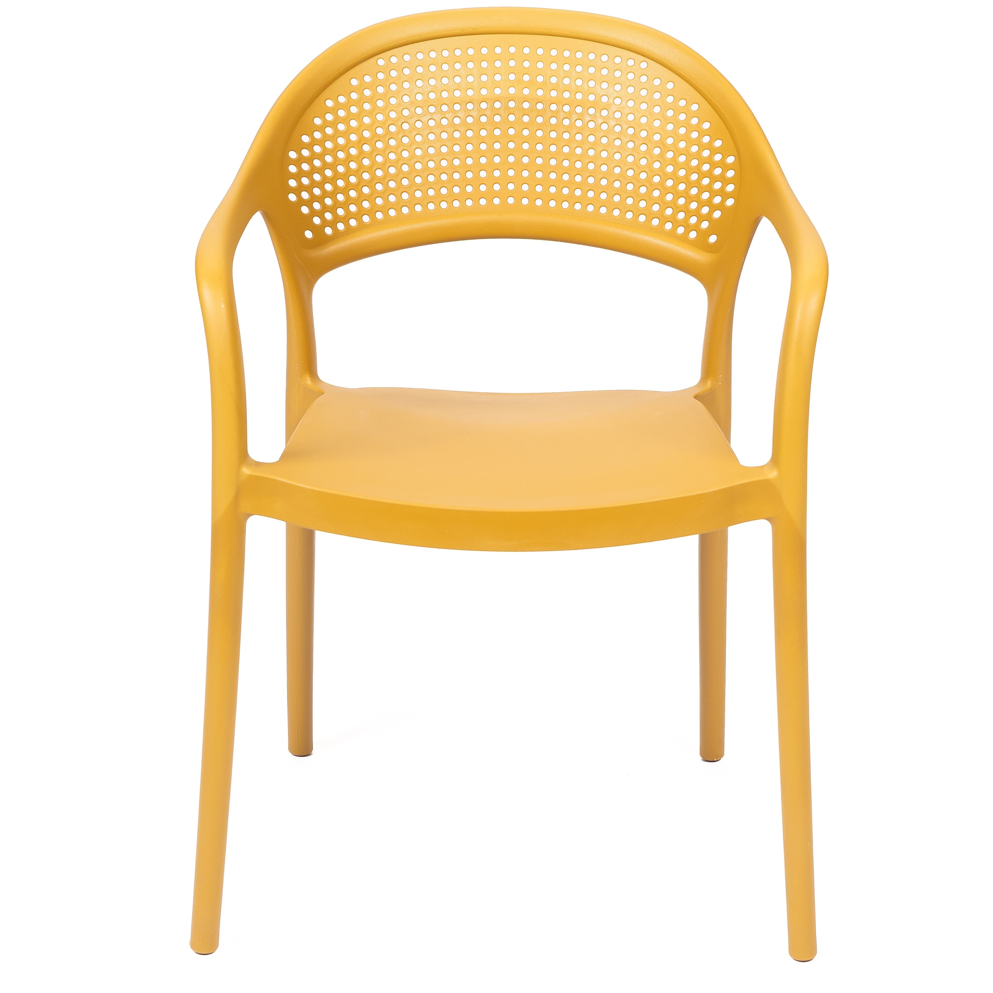 Modern Yellow Plastic Chair with Armrests
