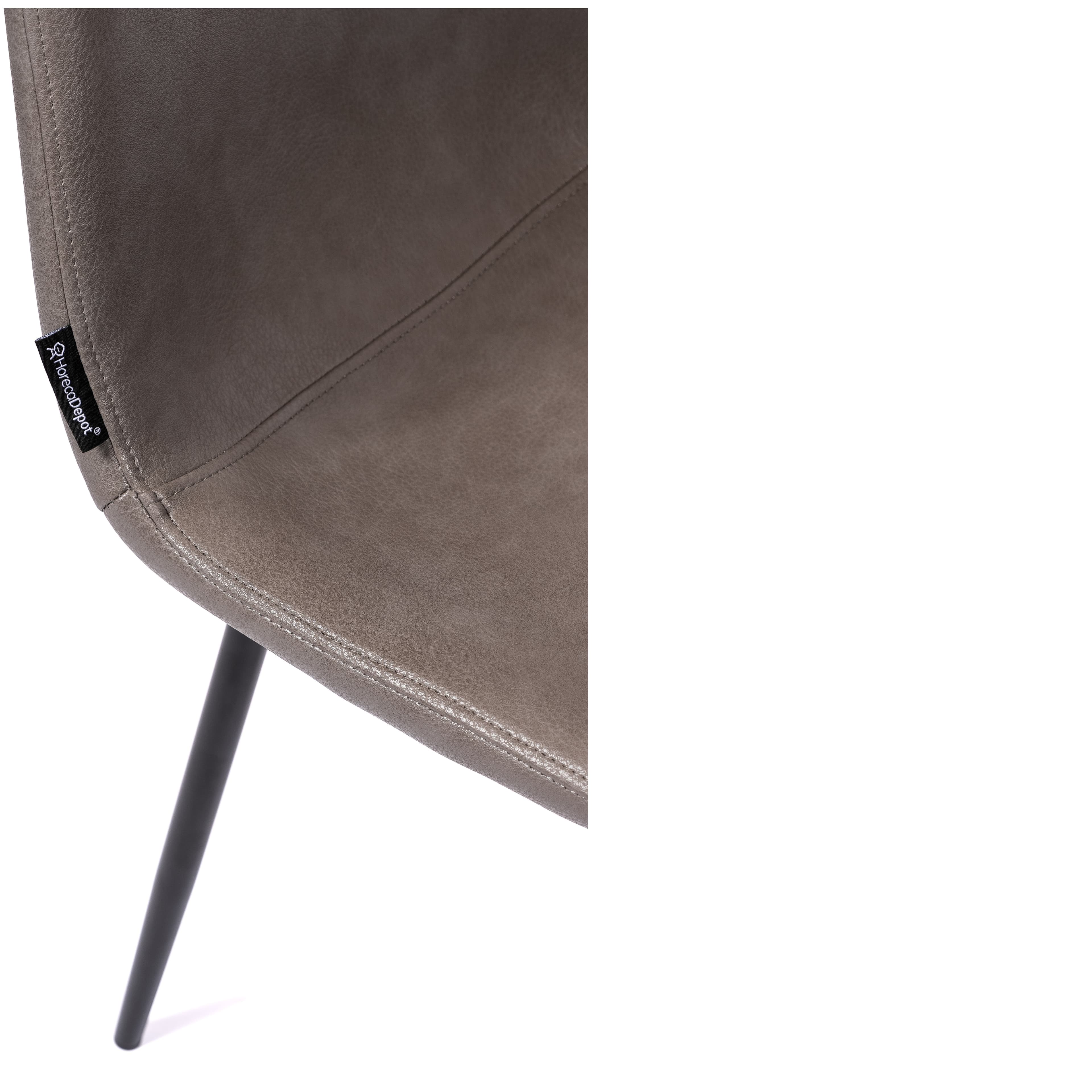 MARINA | Horeca chair in grey faux leather – black metal frame – durable and comfortable seat – indoor use