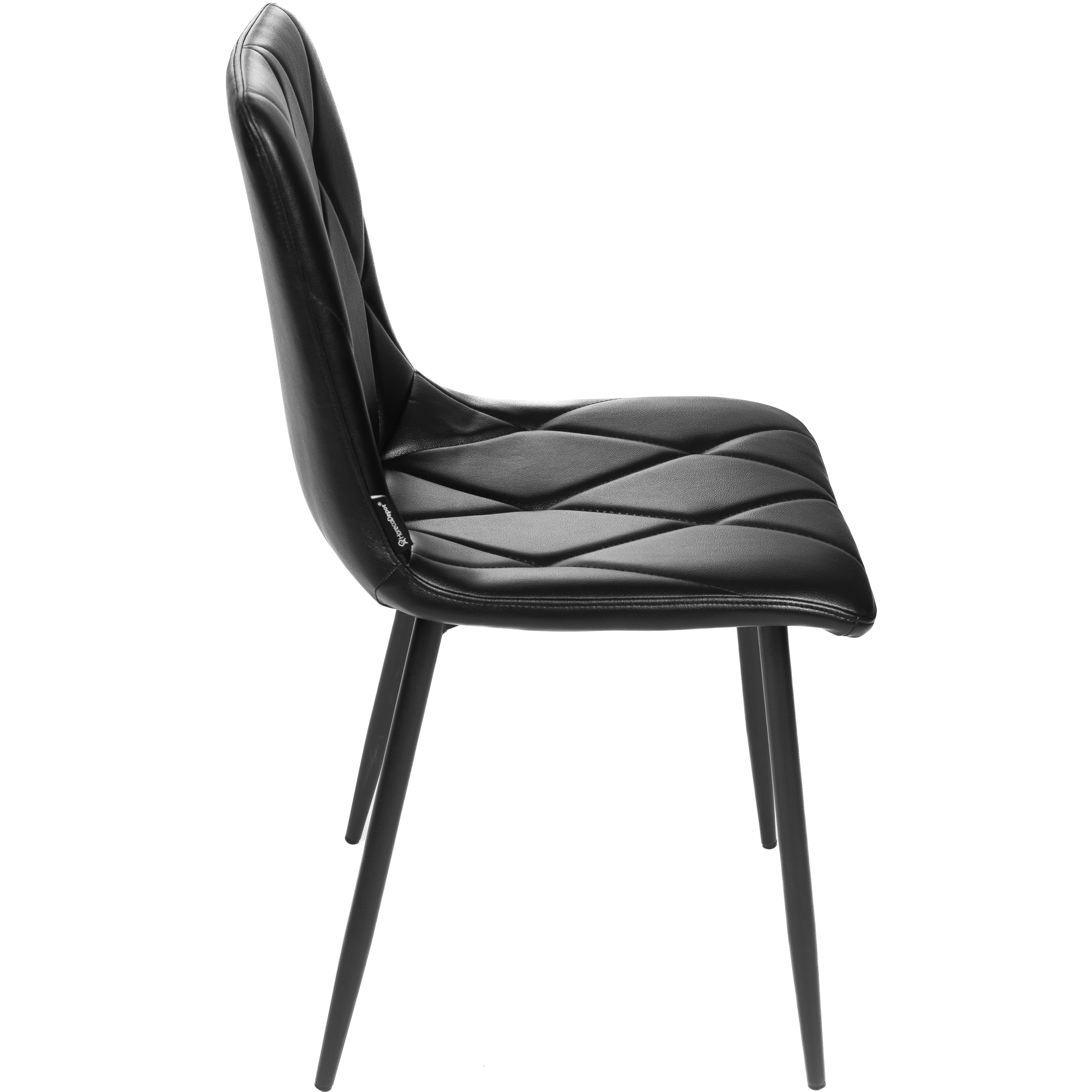 ROMA | Dining chair black PU leather with diamond stitching – black metal legs – suitable for home and horeca