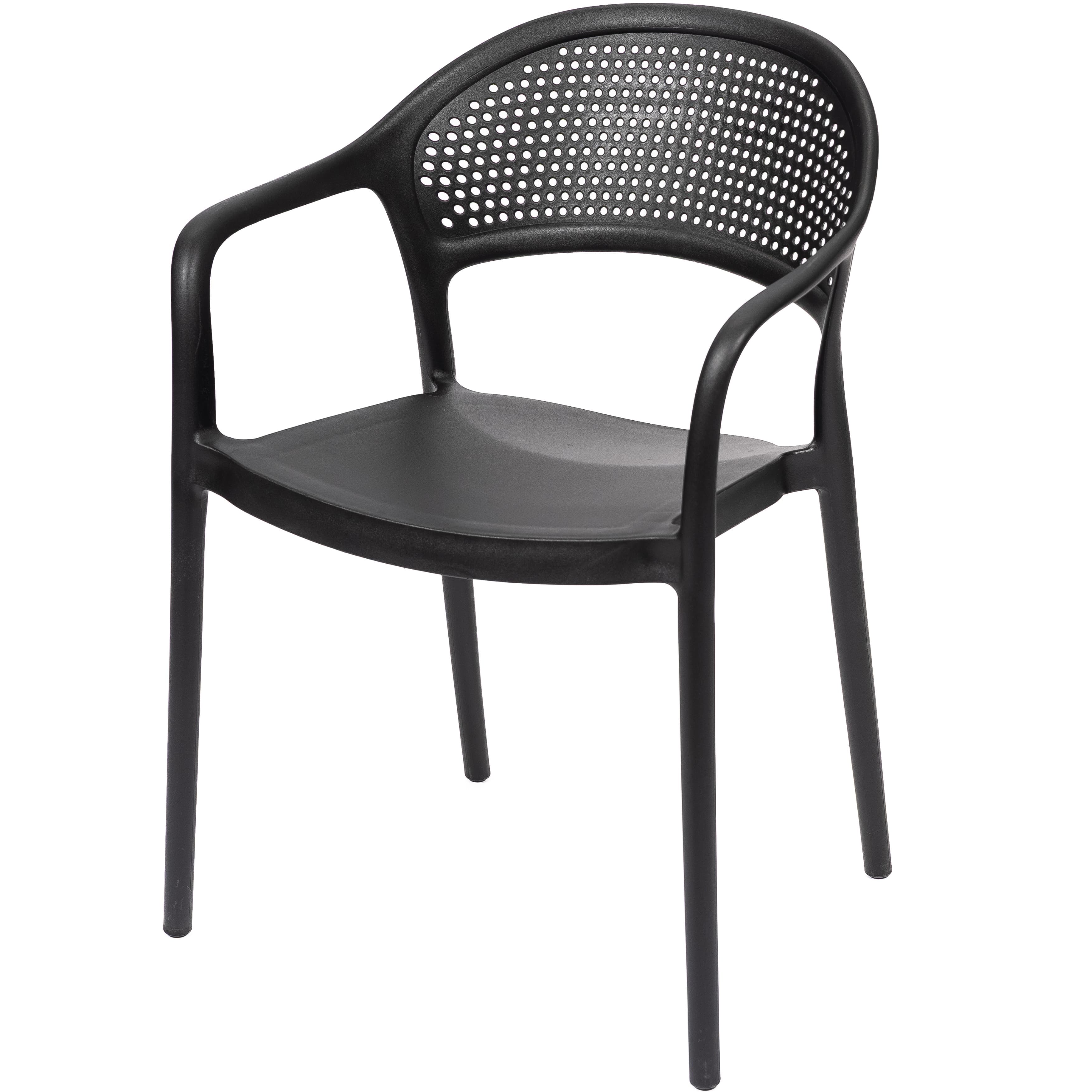 Modern Black Plastic Chair with Armrests
